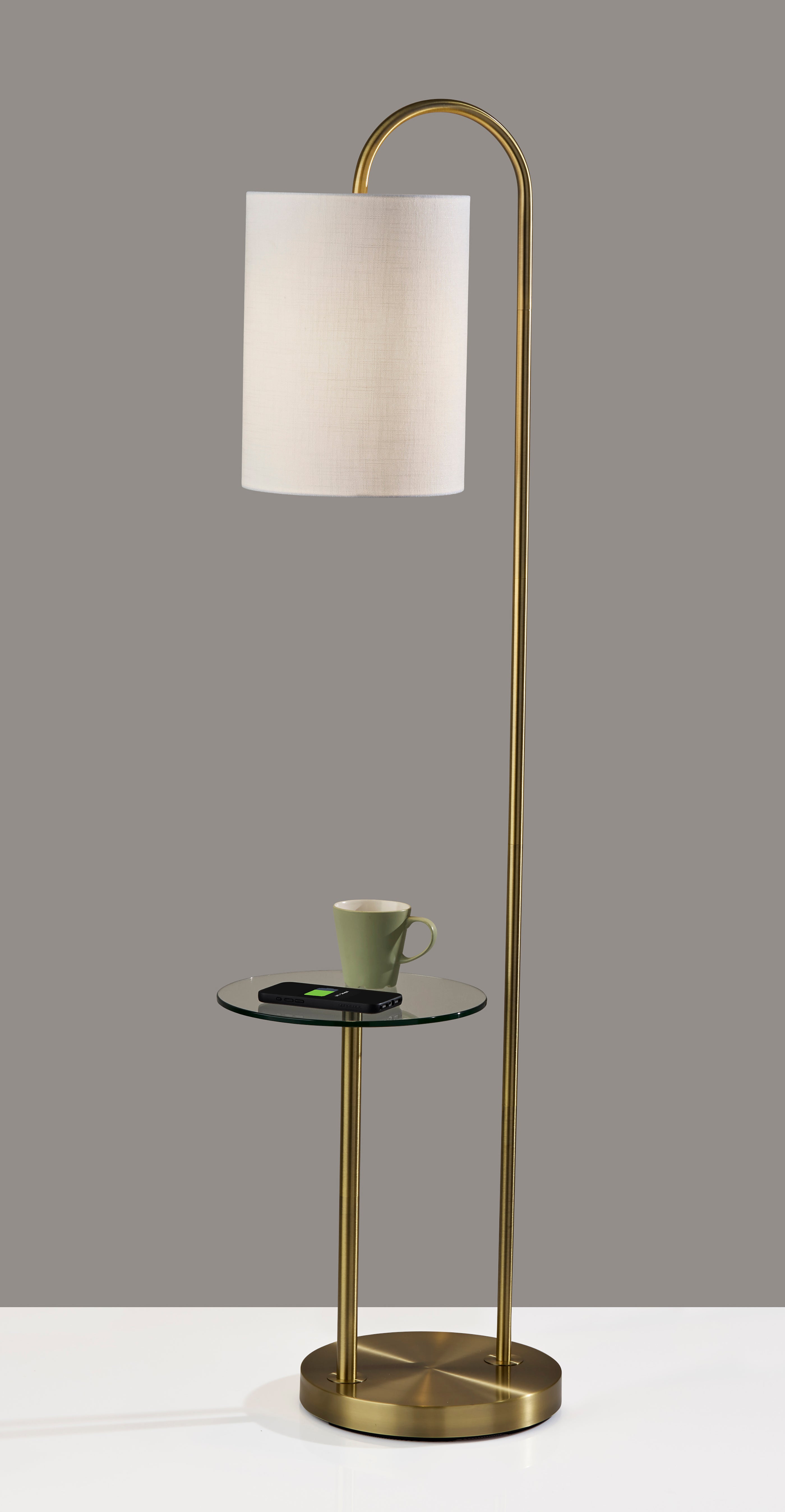 Amira Shelf Floor Lamp - Antique Brass 64" White-Lighting-DECOROLALA