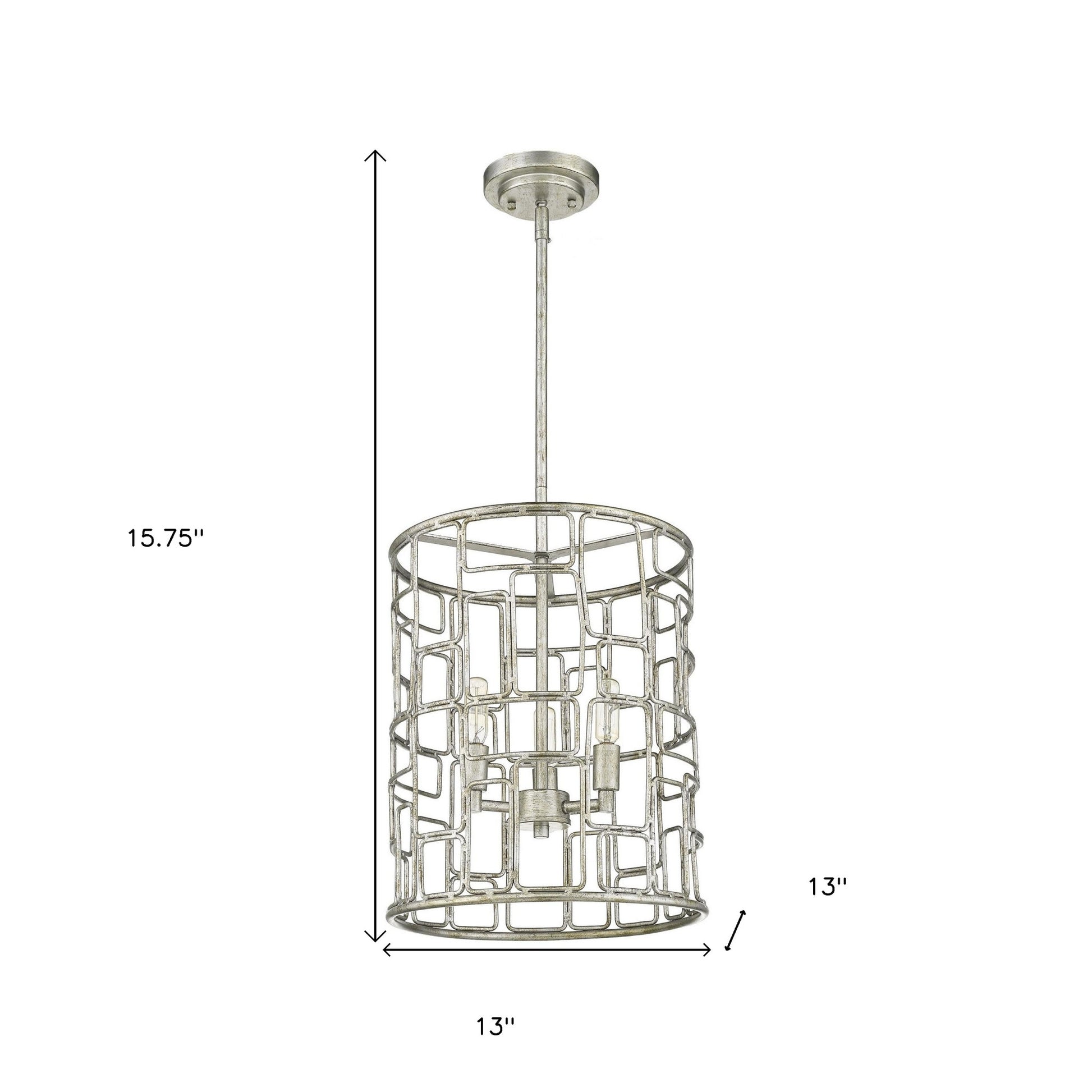 Amoret 3-Light Antique Silver Convertible Pendant-Pendants-Hanging Lights-DECOROLALA