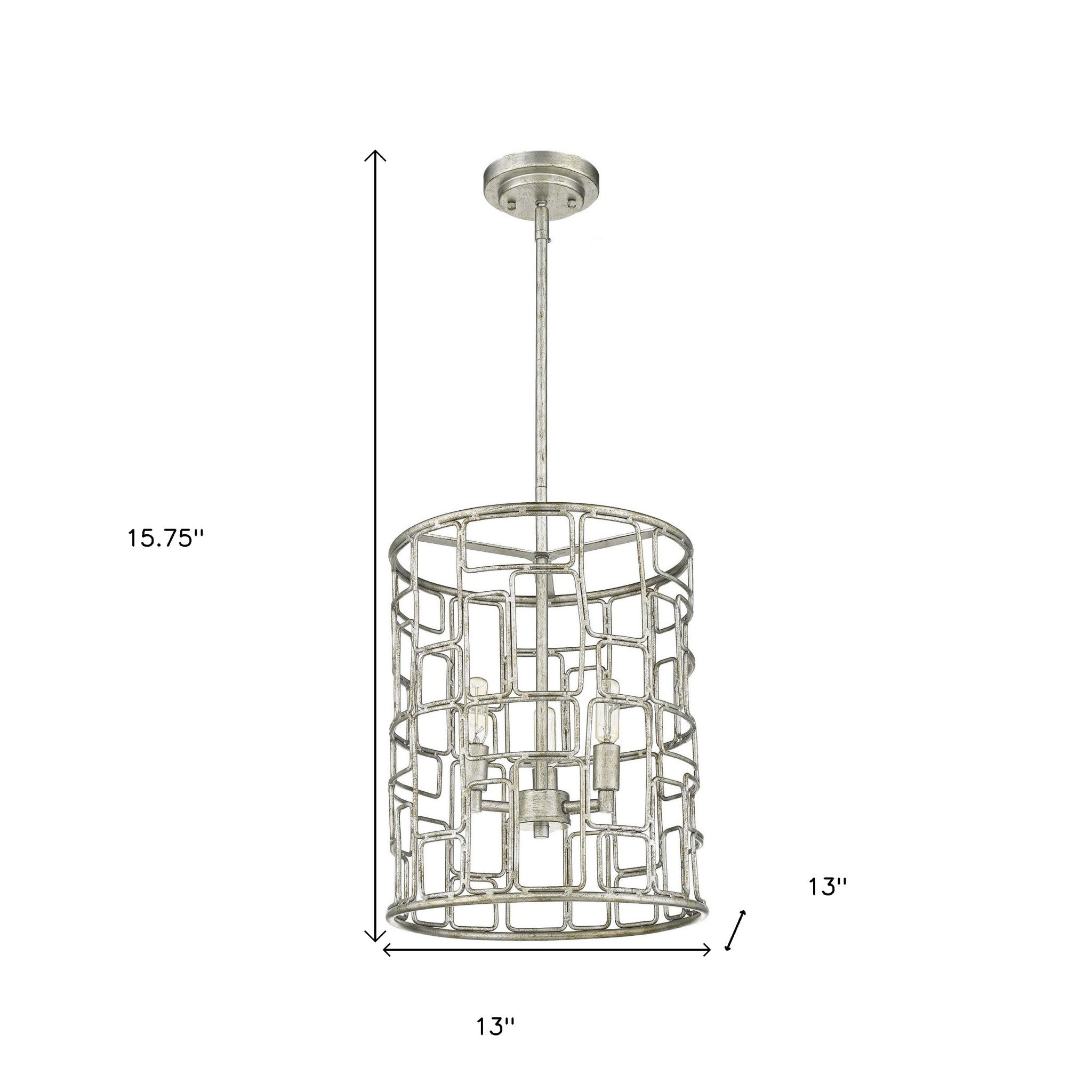 Amoret 3-Light Antique Silver Convertible Pendant-Pendants-Hanging Lights-DECOROLALA