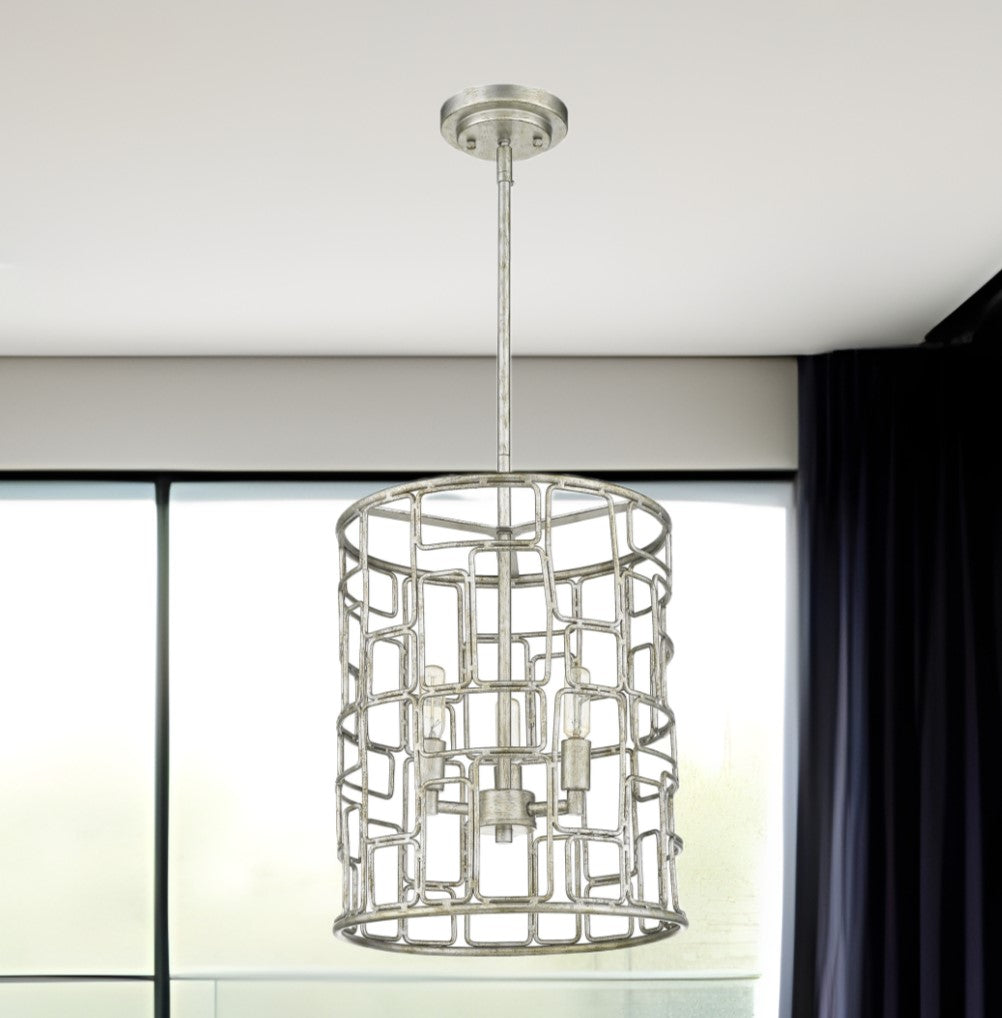 Amoret 3-Light Antique Silver Convertible Pendant-Pendants-Hanging Lights-DECOROLALA