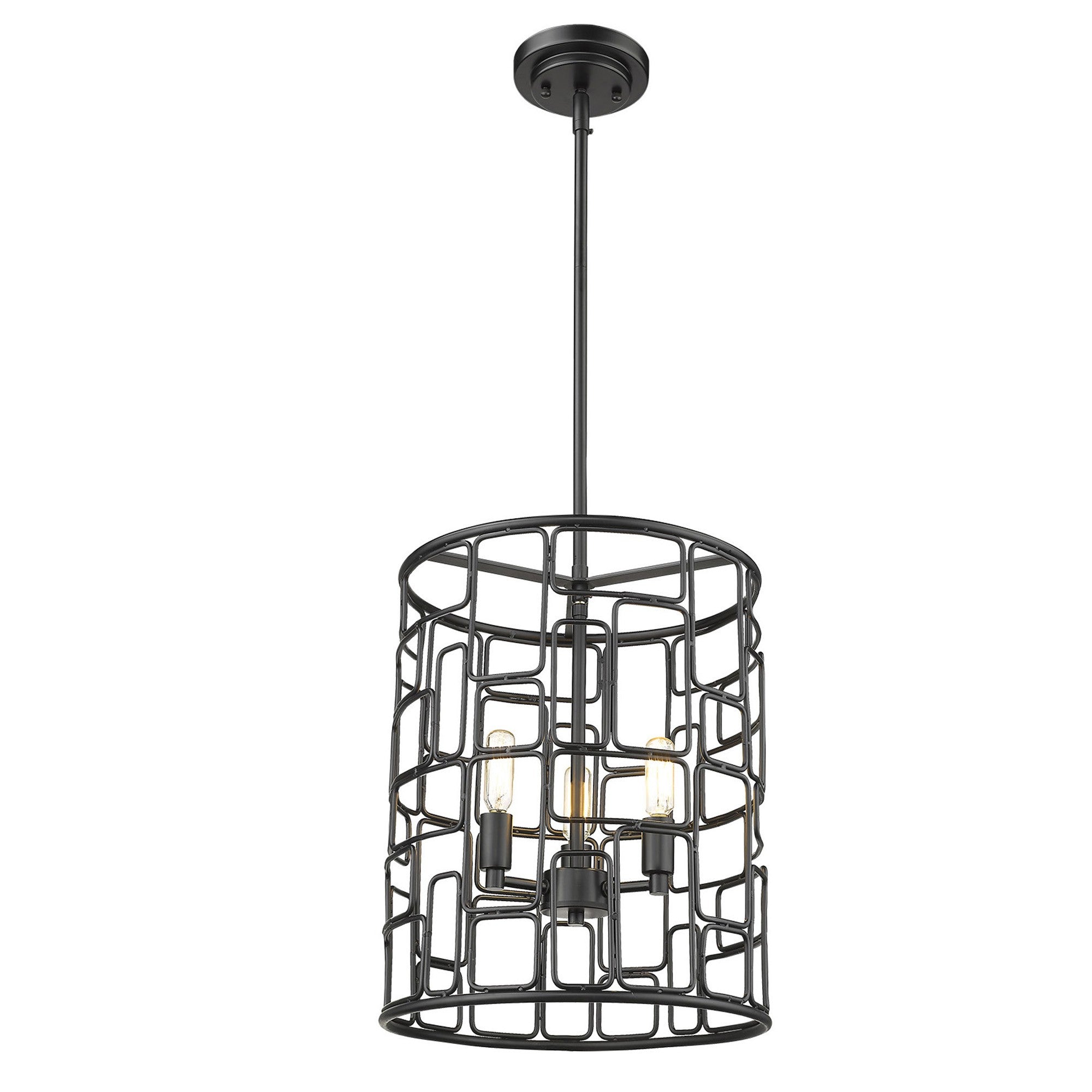 Amoret 3-Light Matte Black Convertible Pendant-Pendants-Hanging Lights-DECOROLALA