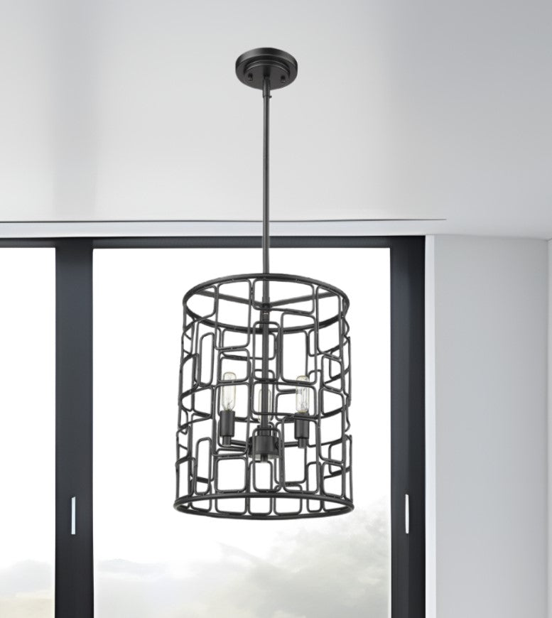Amoret 3-Light Matte Black Convertible Pendant-Pendants-Hanging Lights-DECOROLALA