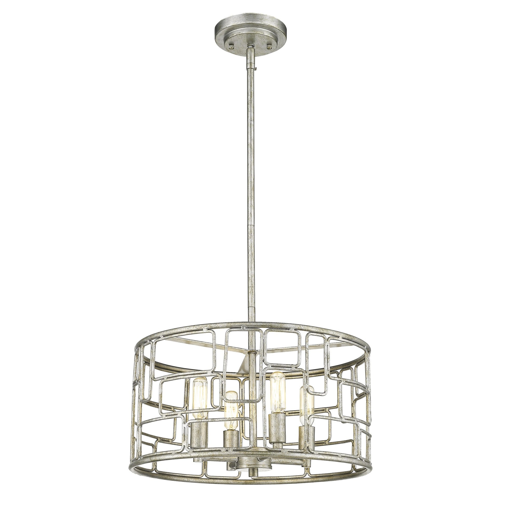 Amoret 4-Light Antique Silver Convertible Pendant-Pendants-Hanging Lights-DECOROLALA