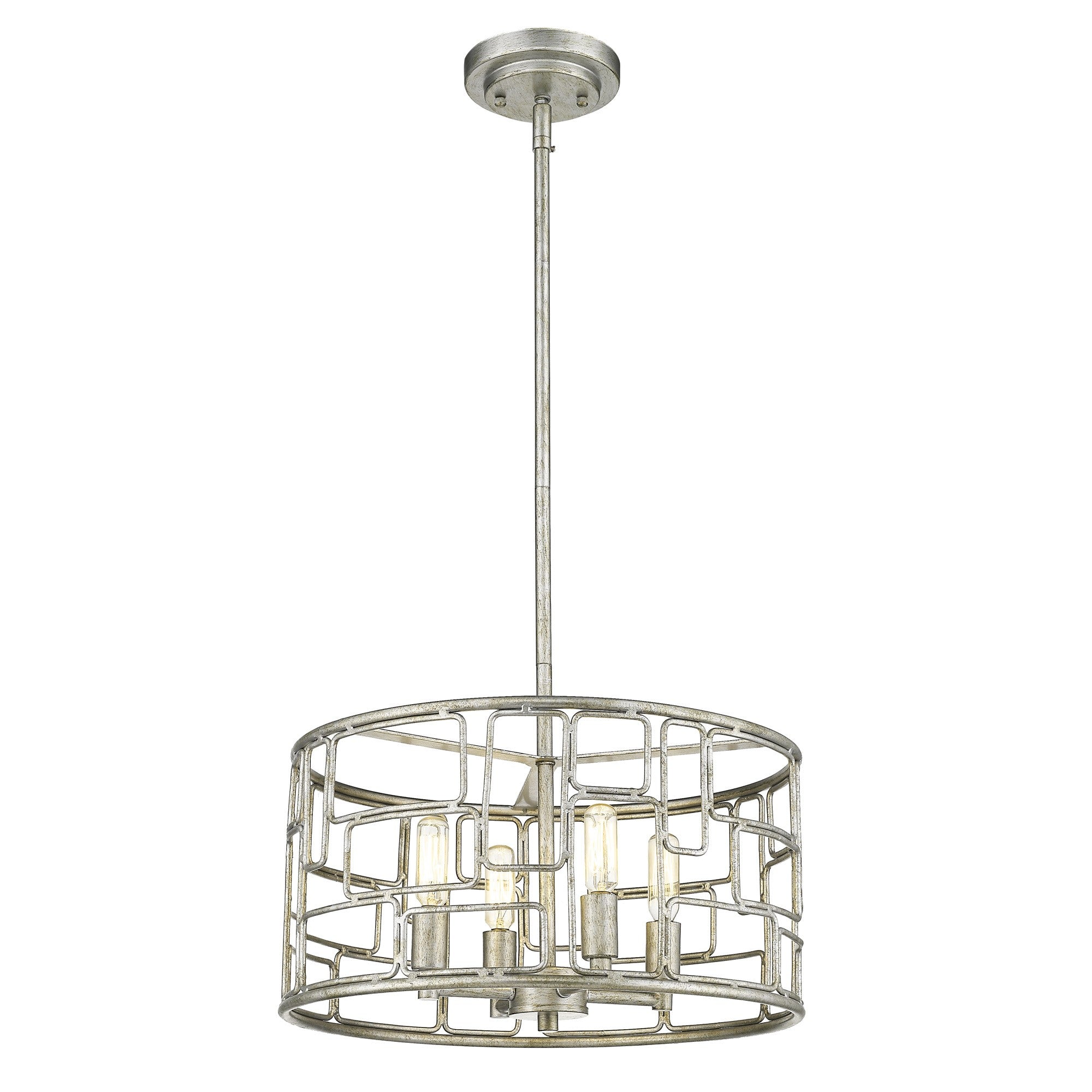 Amoret 4-Light Antique Silver Convertible Pendant-Pendants-Hanging Lights-DECOROLALA