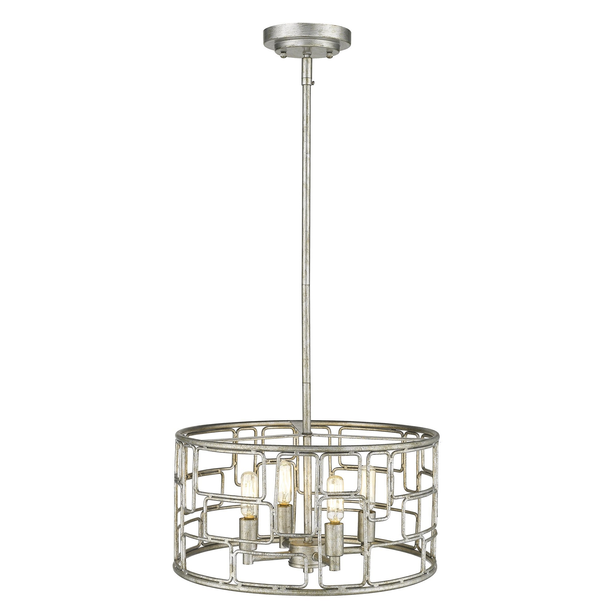 Amoret 4-Light Antique Silver Convertible Pendant-Pendants-Hanging Lights-DECOROLALA