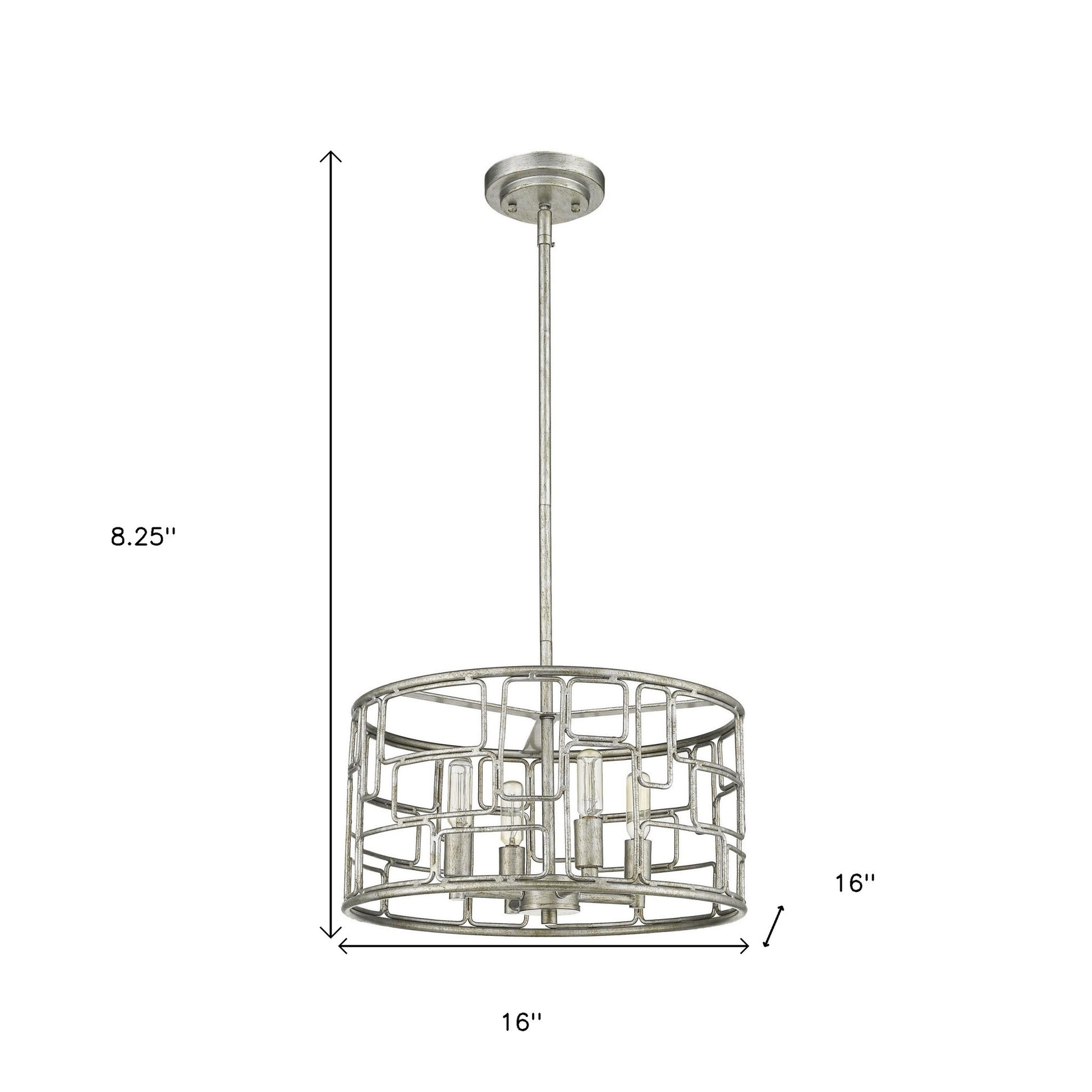 Amoret 4-Light Antique Silver Convertible Pendant-Pendants-Hanging Lights-DECOROLALA