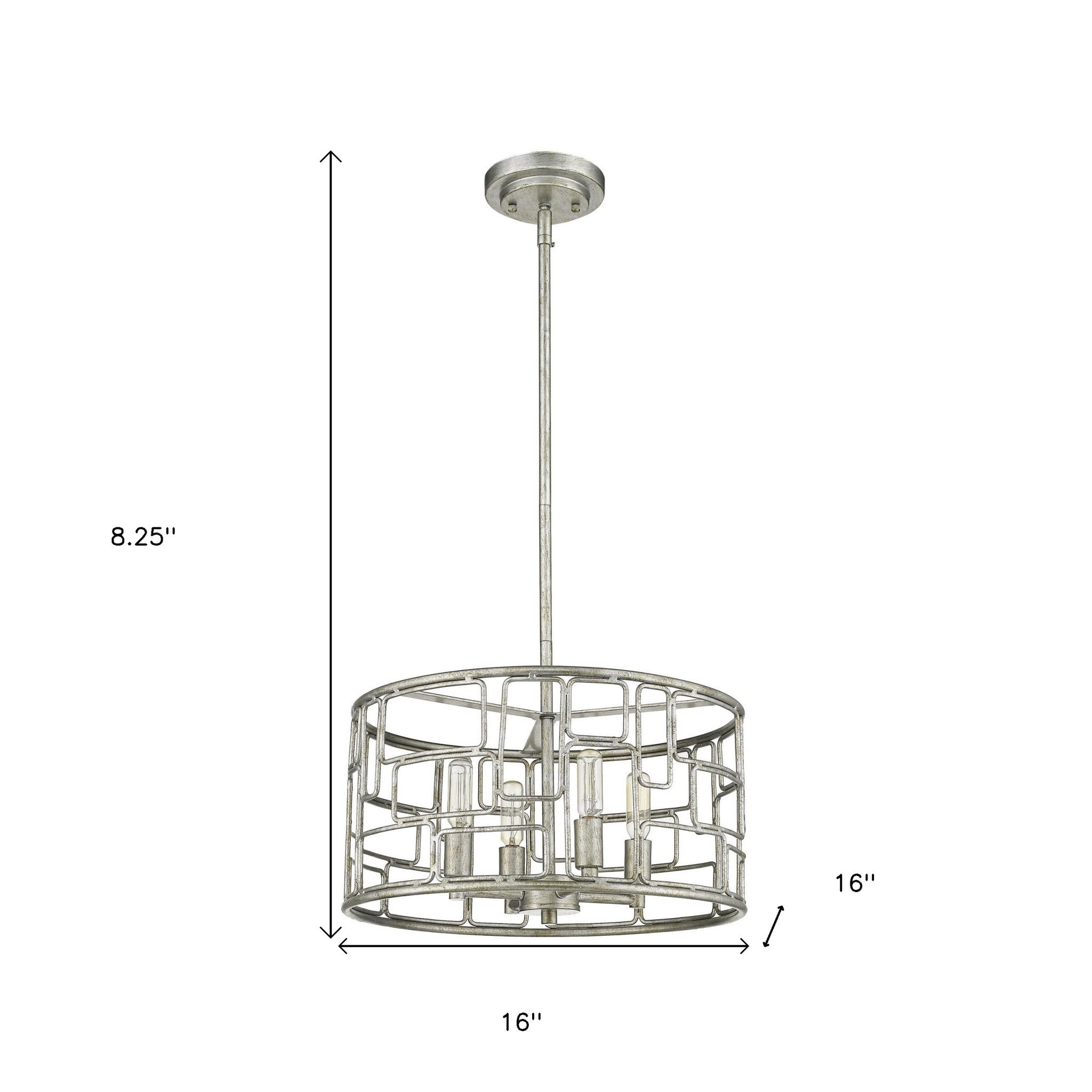 Amoret 4-Light Antique Silver Convertible Pendant-Pendants-Hanging Lights-DECOROLALA