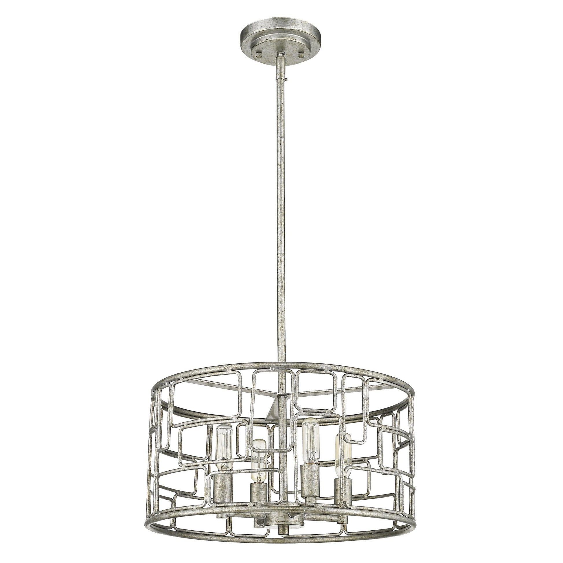 Amoret 4-Light Antique Silver Convertible Pendant-Pendants-Hanging Lights-DECOROLALA