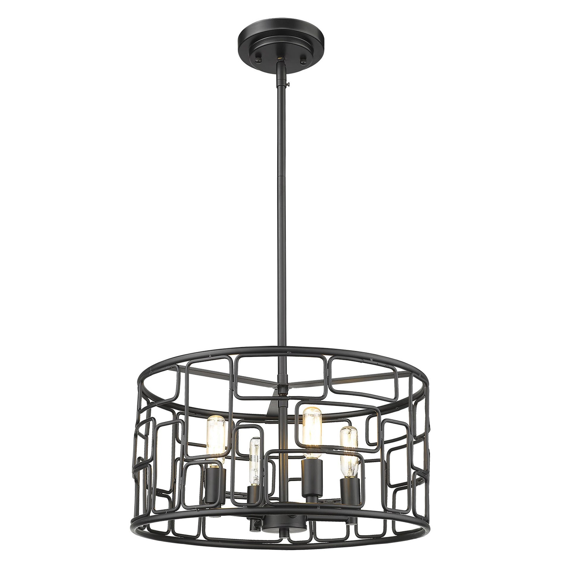 Amoret 4-Light Matte Black Convertible Pendant-Pendants-Hanging Lights-DECOROLALA