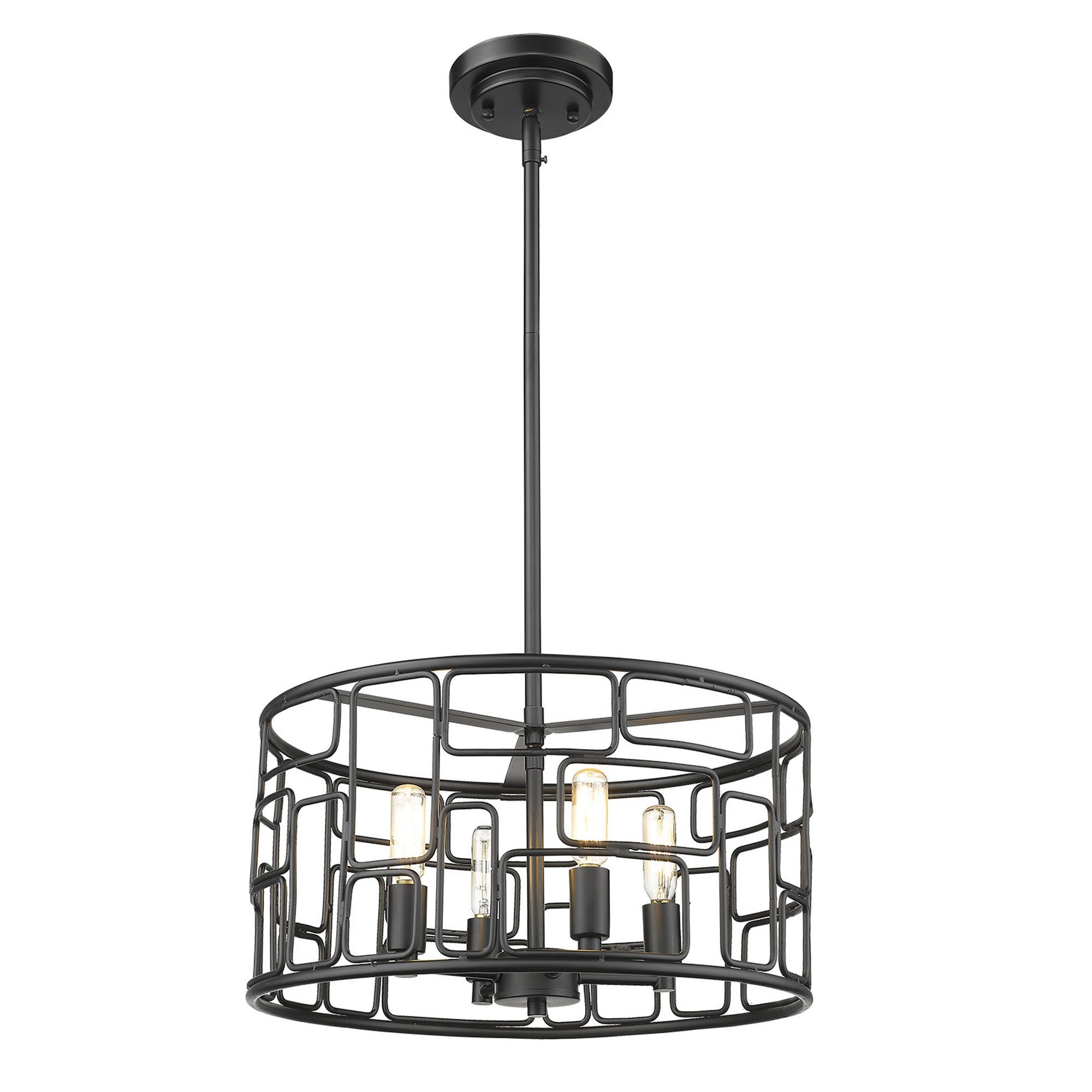 Amoret 4-Light Matte Black Convertible Pendant-Pendants-Hanging Lights-DECOROLALA