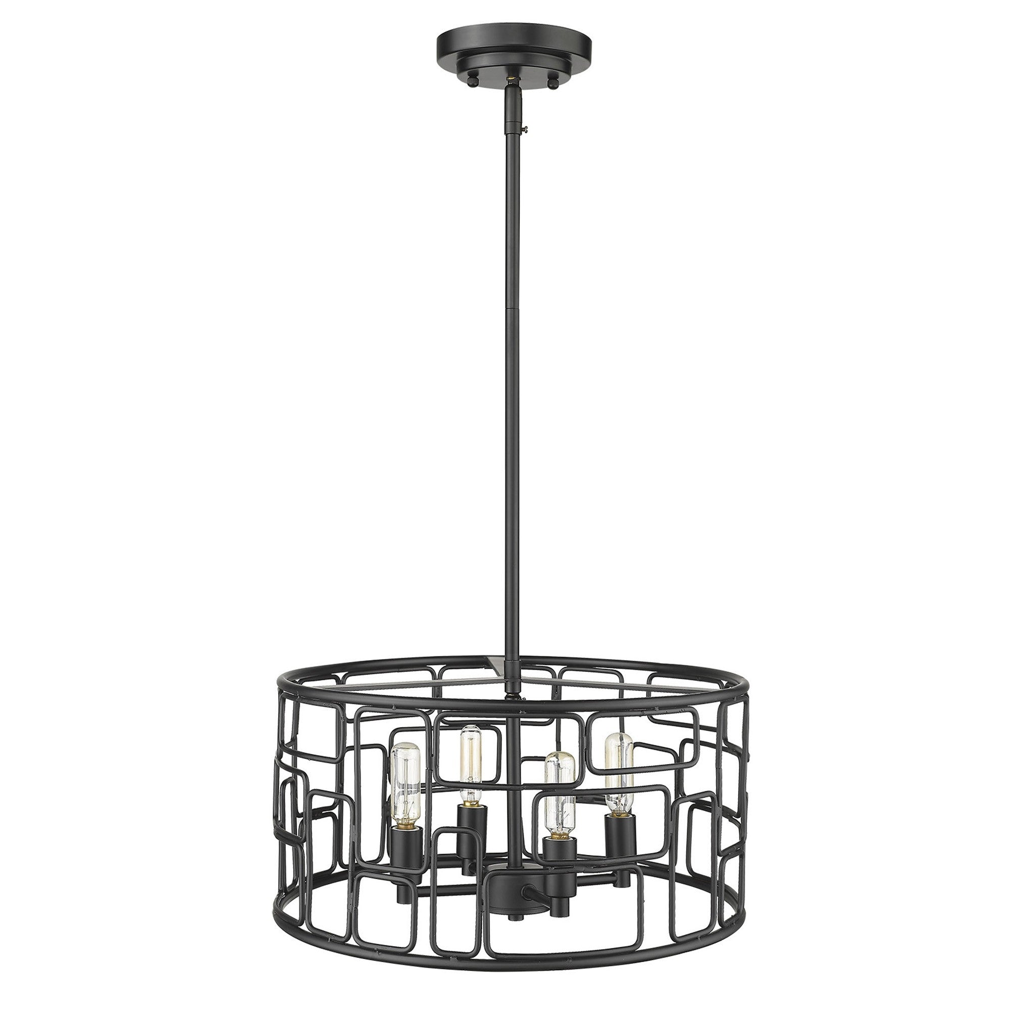 Amoret 4-Light Matte Black Convertible Pendant-Pendants-Hanging Lights-DECOROLALA