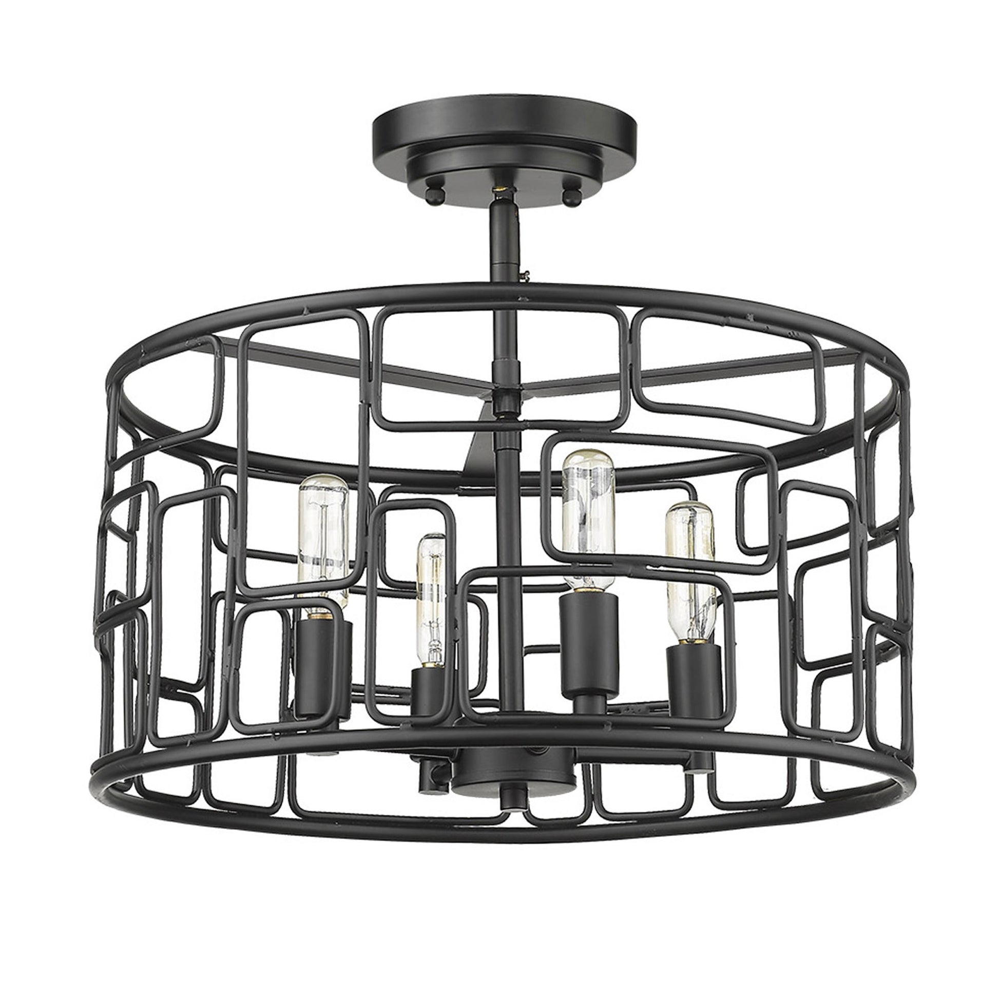 Amoret 4-Light Matte Black Convertible Pendant-Pendants-Hanging Lights-DECOROLALA