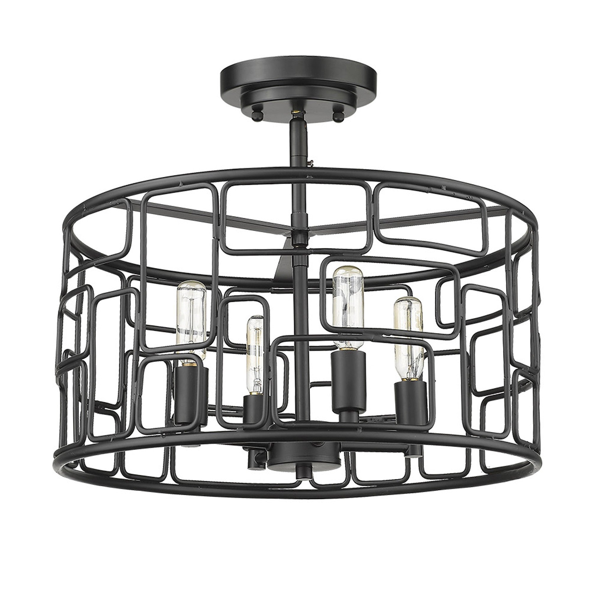 Amoret 4-Light Matte Black Convertible Pendant-Pendants-Hanging Lights-DECOROLALA