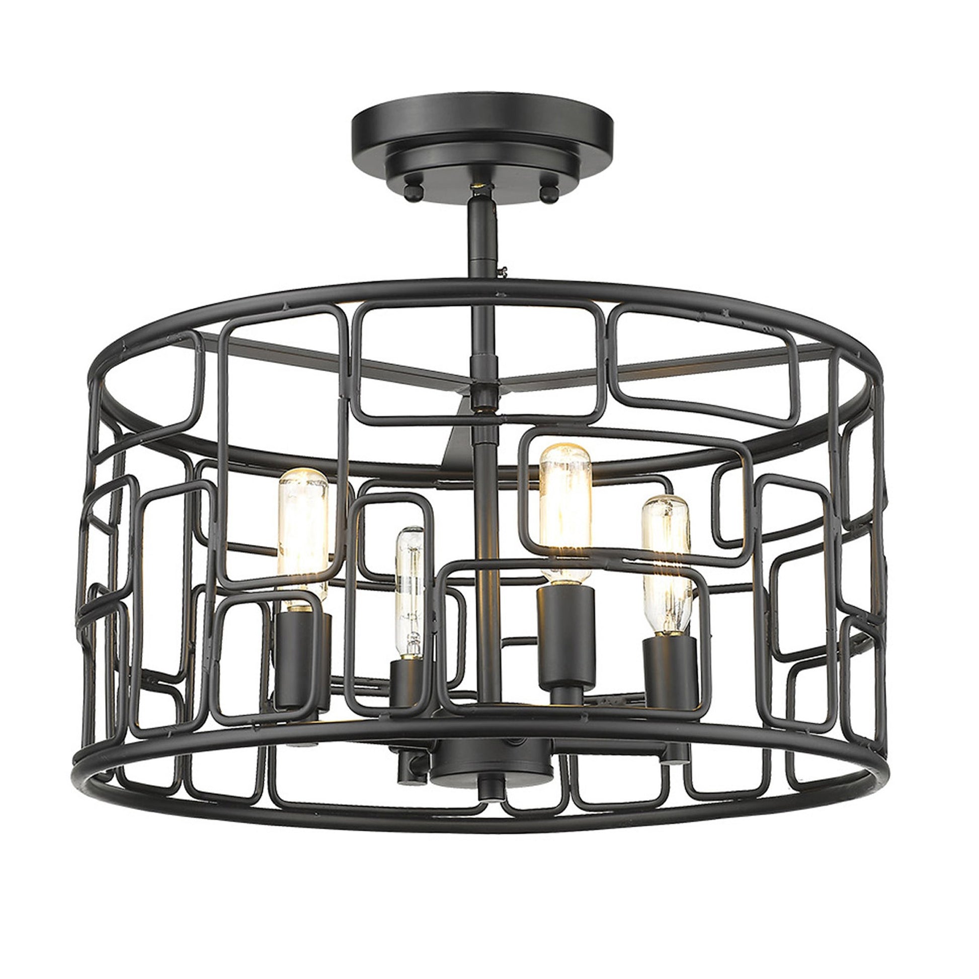 Amoret 4-Light Matte Black Convertible Pendant-Pendants-Hanging Lights-DECOROLALA