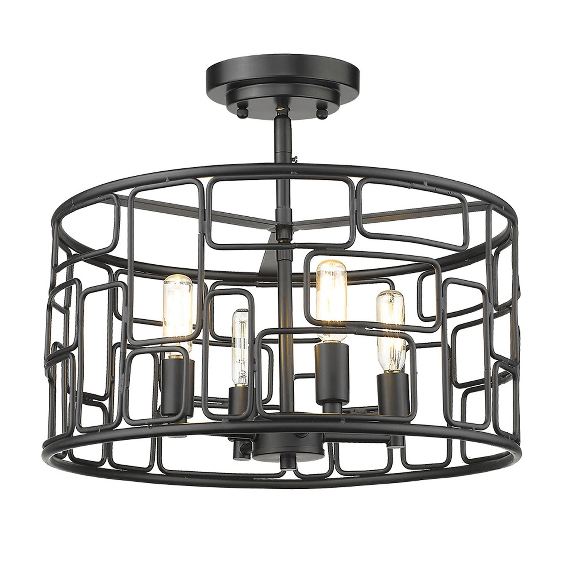 Amoret 4-Light Matte Black Convertible Pendant-Pendants-Hanging Lights-DECOROLALA