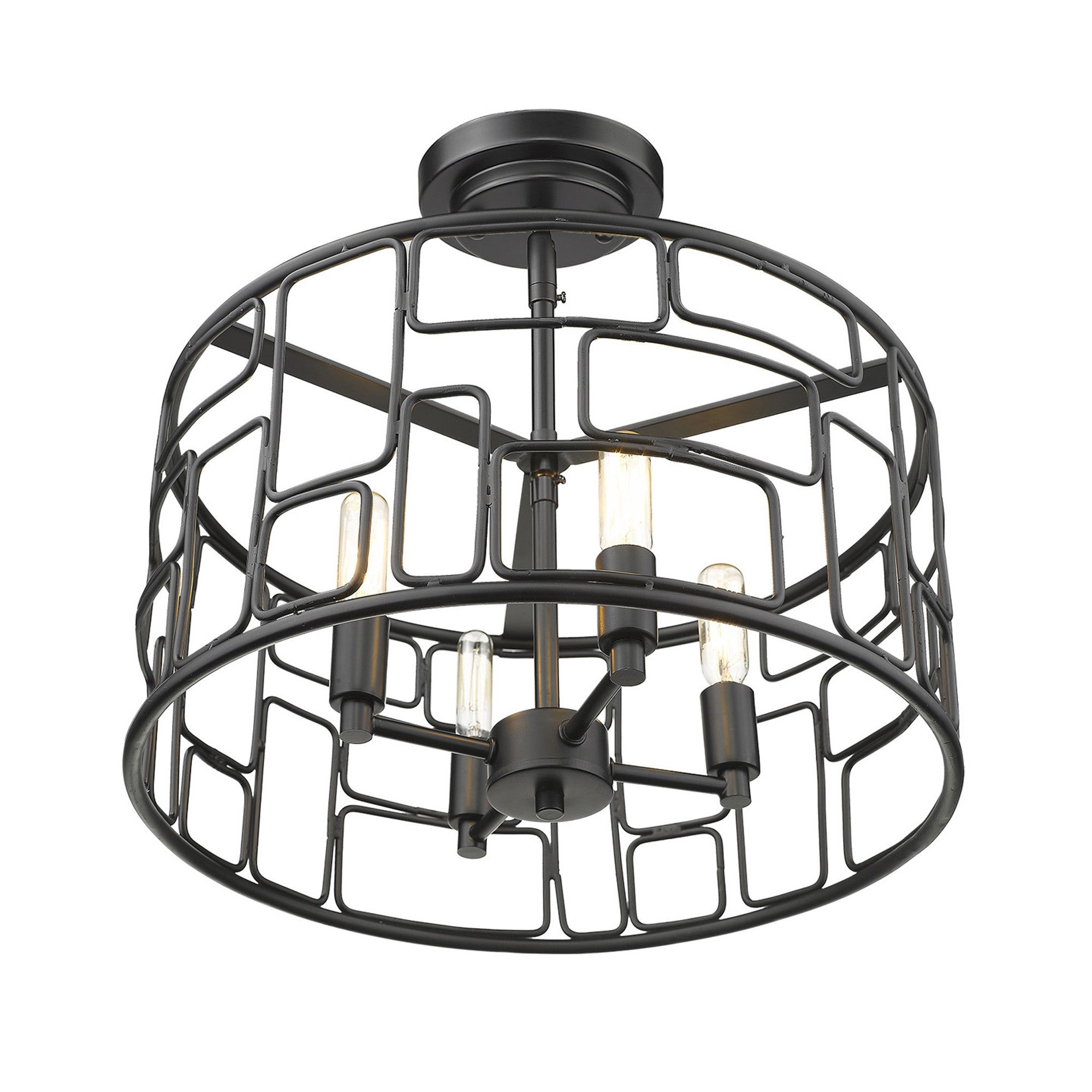 Amoret 4-Light Matte Black Convertible Pendant-Pendants-Hanging Lights-DECOROLALA