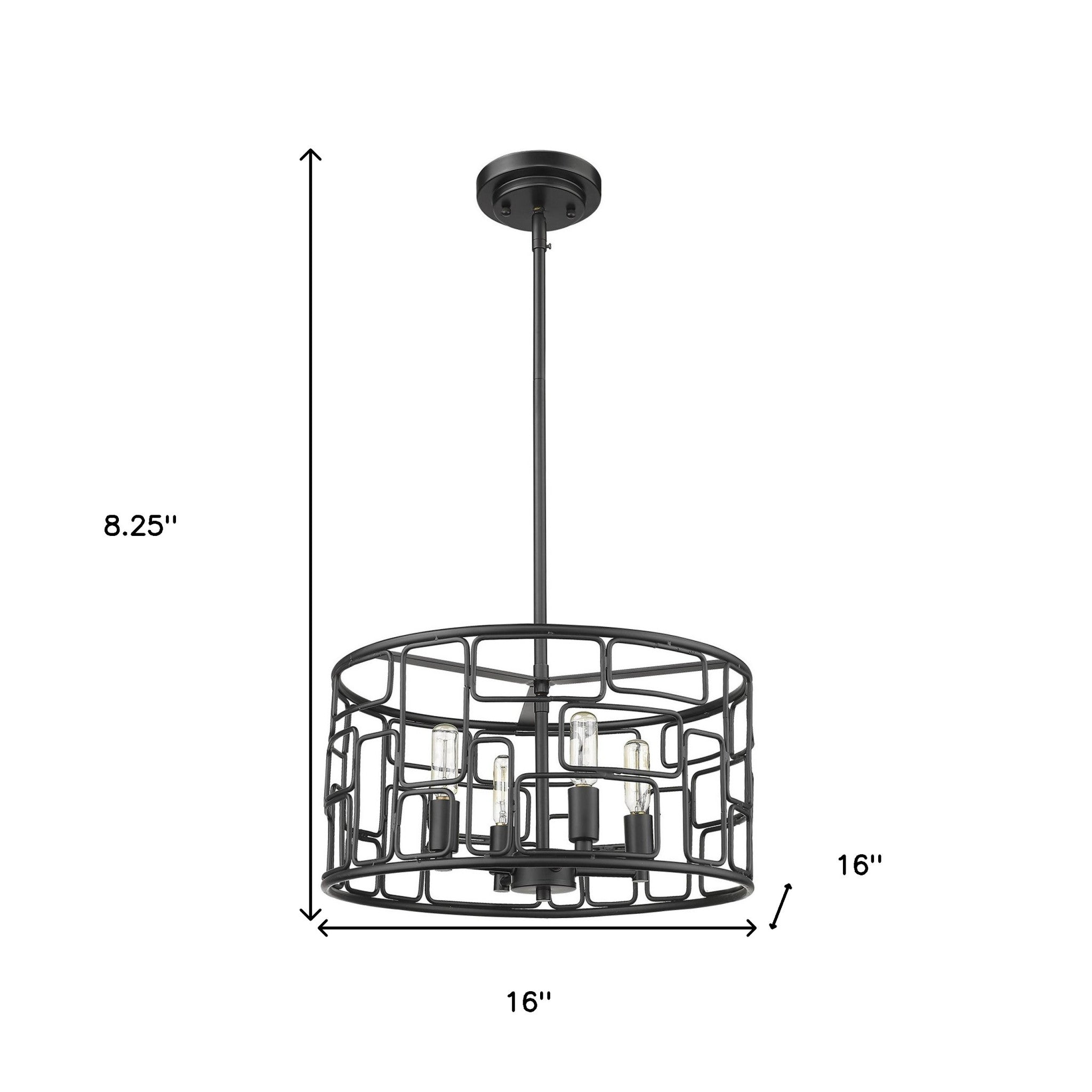 Amoret 4-Light Matte Black Convertible Pendant-Pendants-Hanging Lights-DECOROLALA