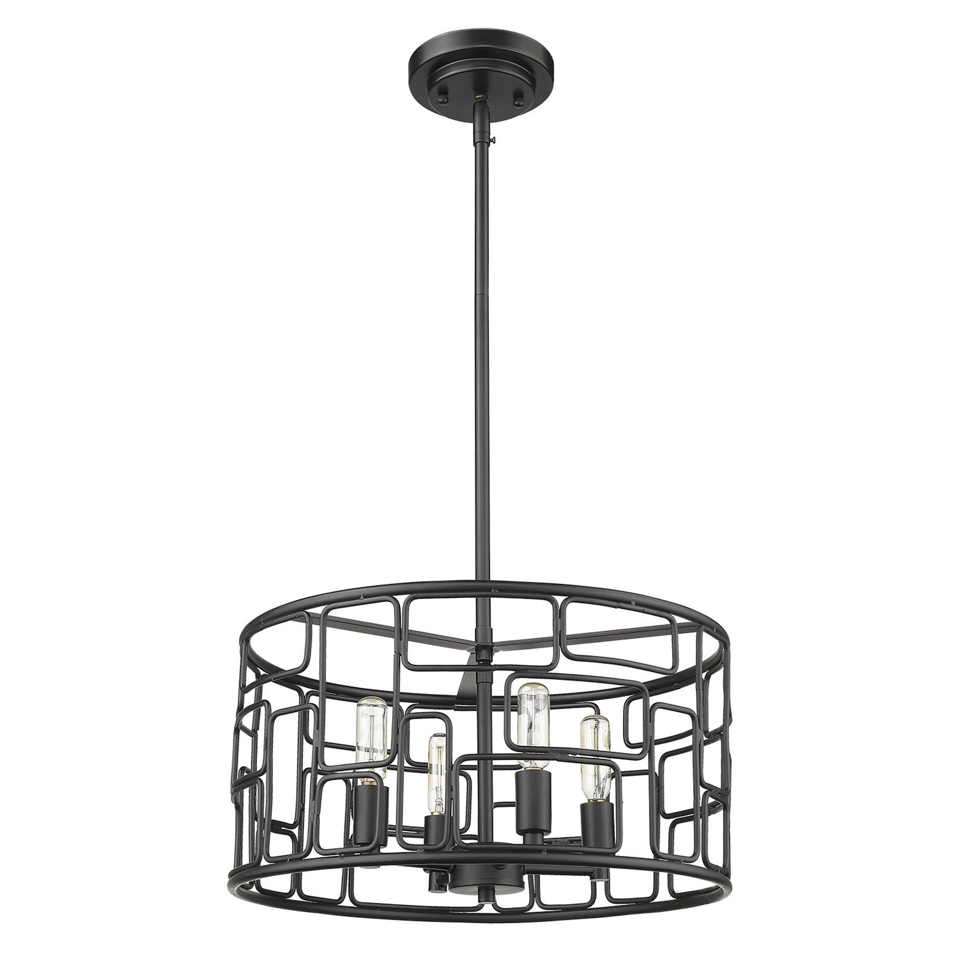 Amoret 4-Light Matte Black Convertible Pendant-Pendants-Hanging Lights-DECOROLALA
