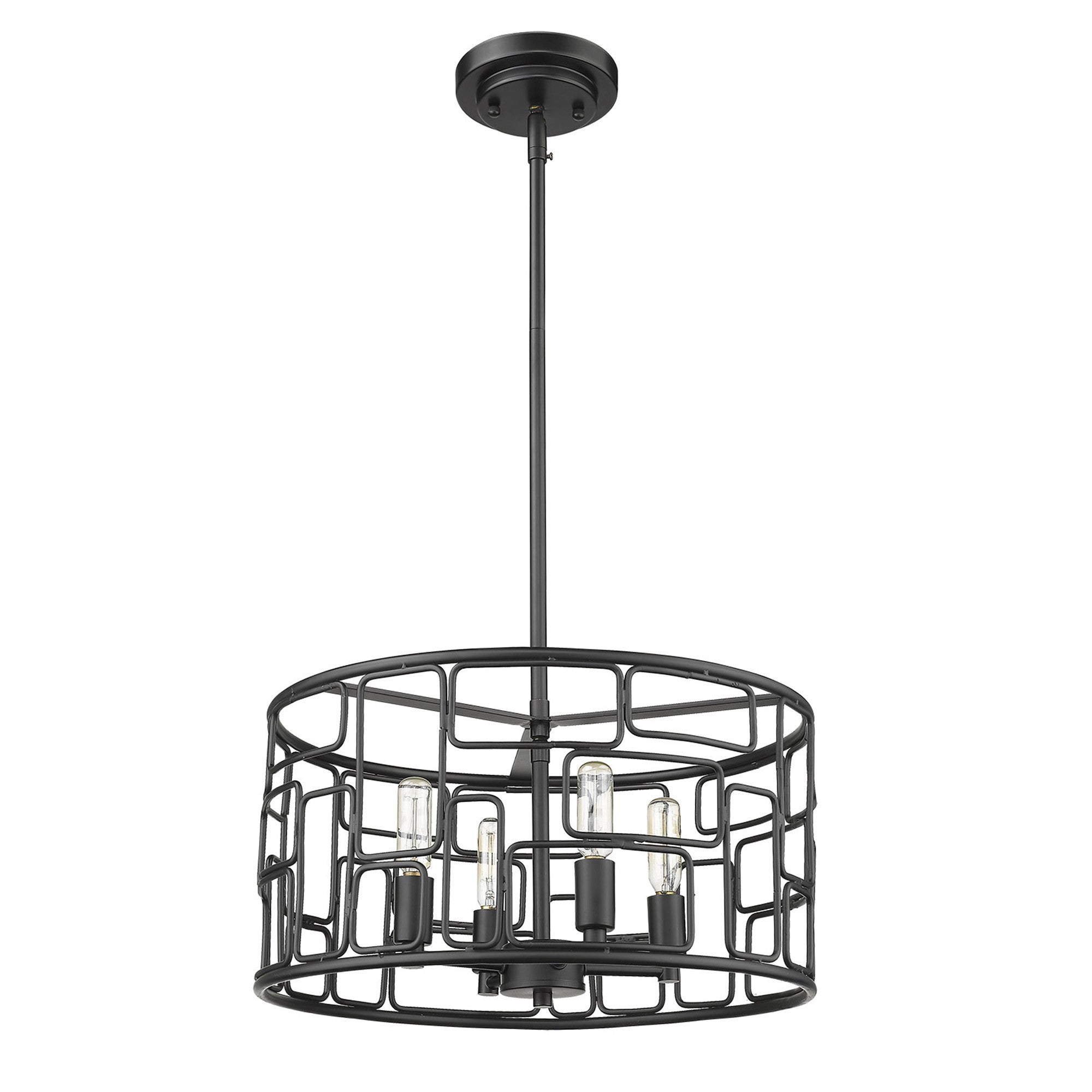 Amoret 4-Light Matte Black Convertible Pendant-Pendants-Hanging Lights-DECOROLALA