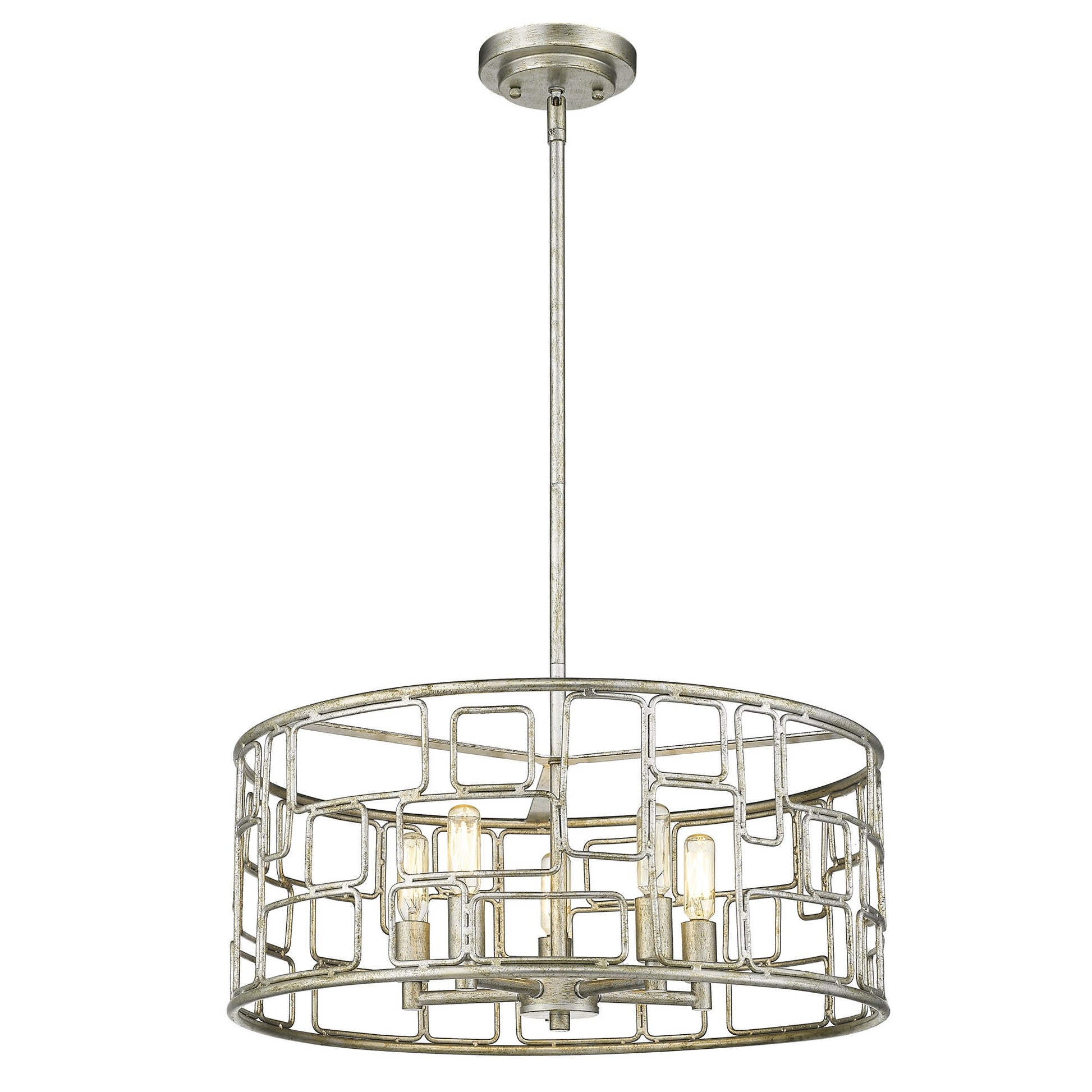 Amoret 5-Light Antique Silver Convertible Pendant-Pendants-Hanging Lights-DECOROLALA