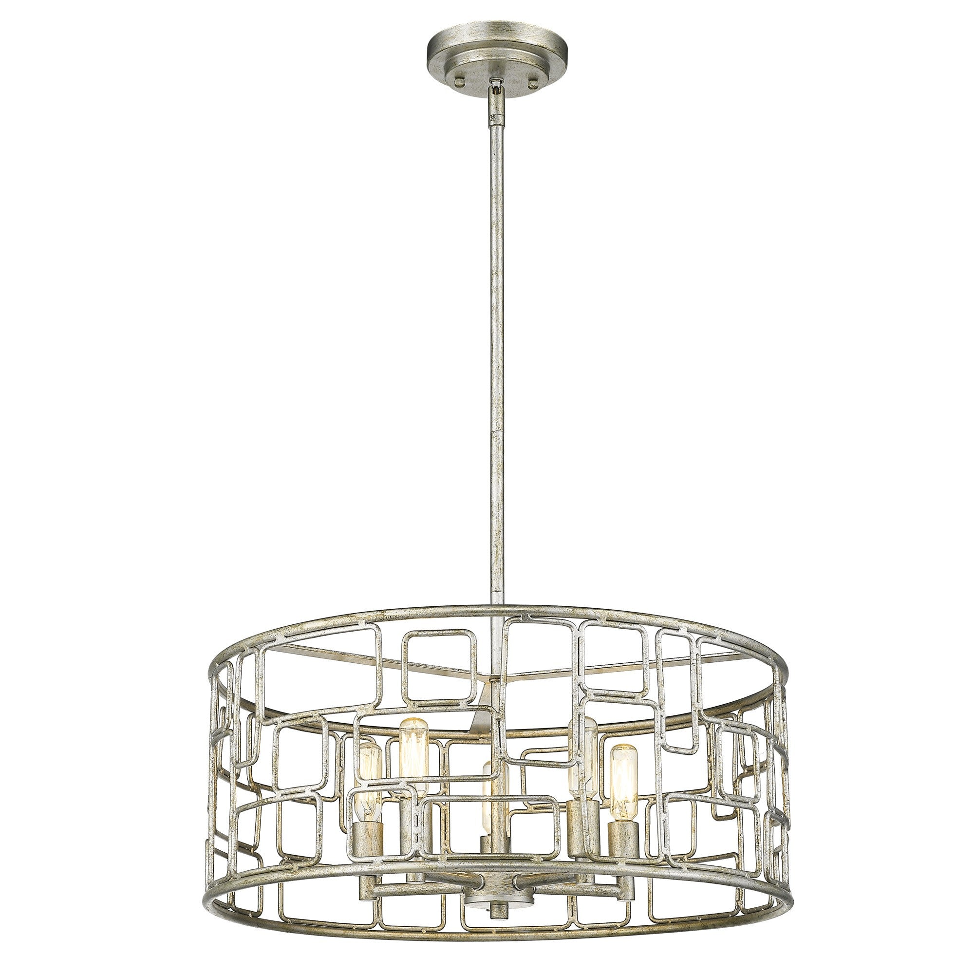 Amoret 5-Light Antique Silver Convertible Pendant-Pendants-Hanging Lights-DECOROLALA