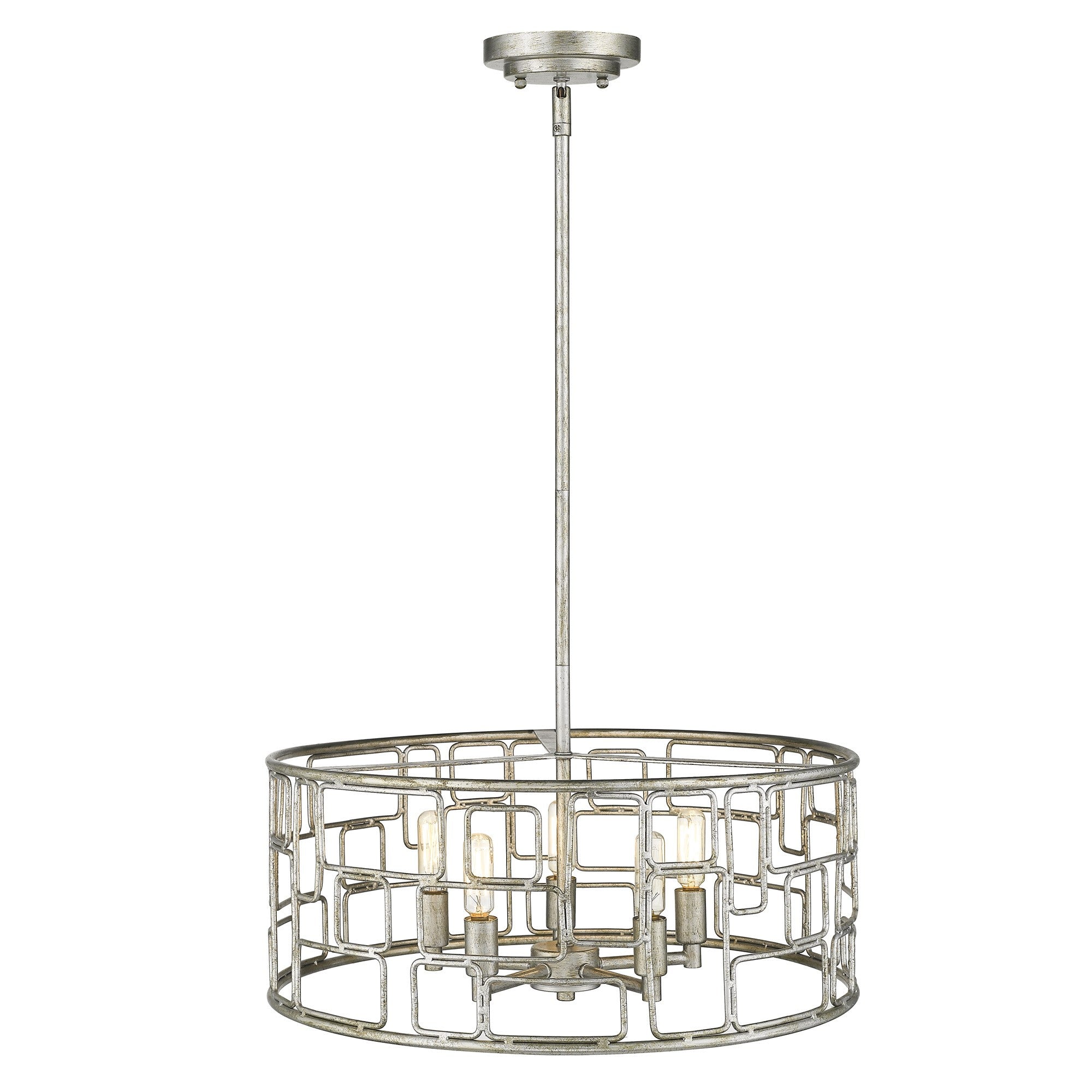 Amoret 5-Light Antique Silver Convertible Pendant-Pendants-Hanging Lights-DECOROLALA