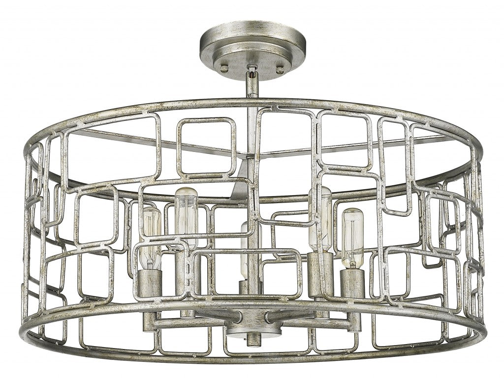 Amoret 5-Light Antique Silver Convertible Pendant-Pendants-Hanging Lights-DECOROLALA
