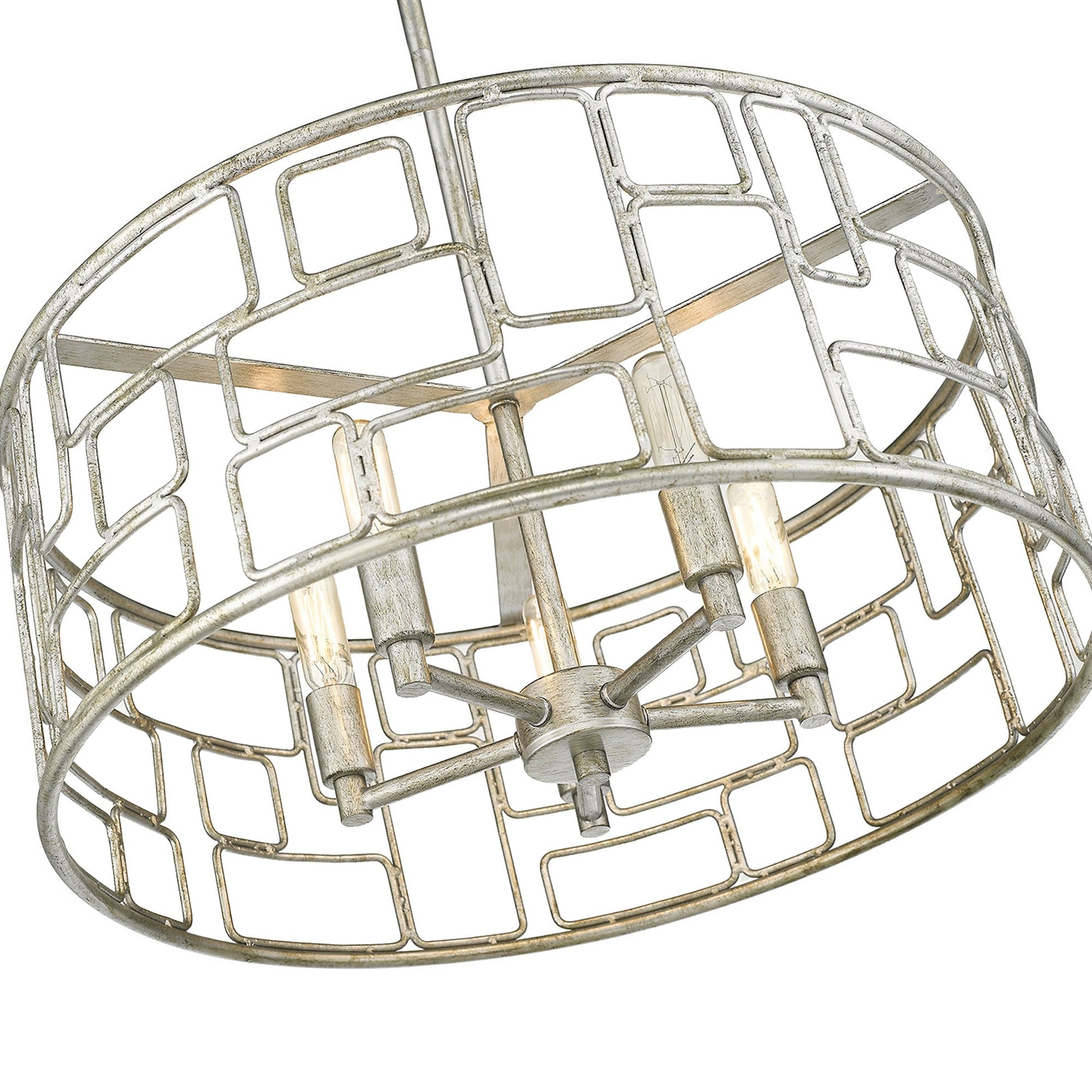 Amoret 5-Light Antique Silver Convertible Pendant-Pendants-Hanging Lights-DECOROLALA