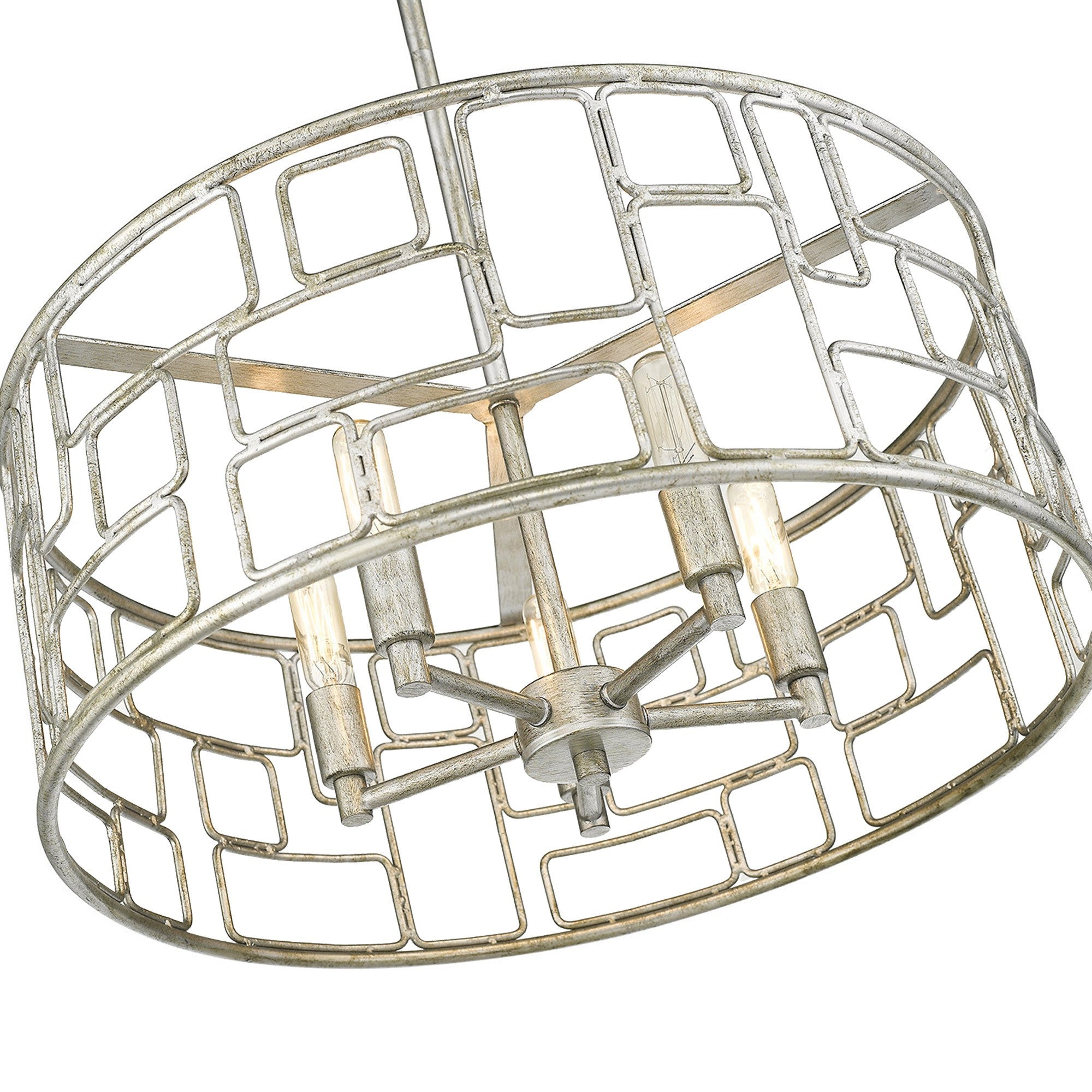 Amoret 5-Light Antique Silver Convertible Pendant-Pendants-Hanging Lights-DECOROLALA