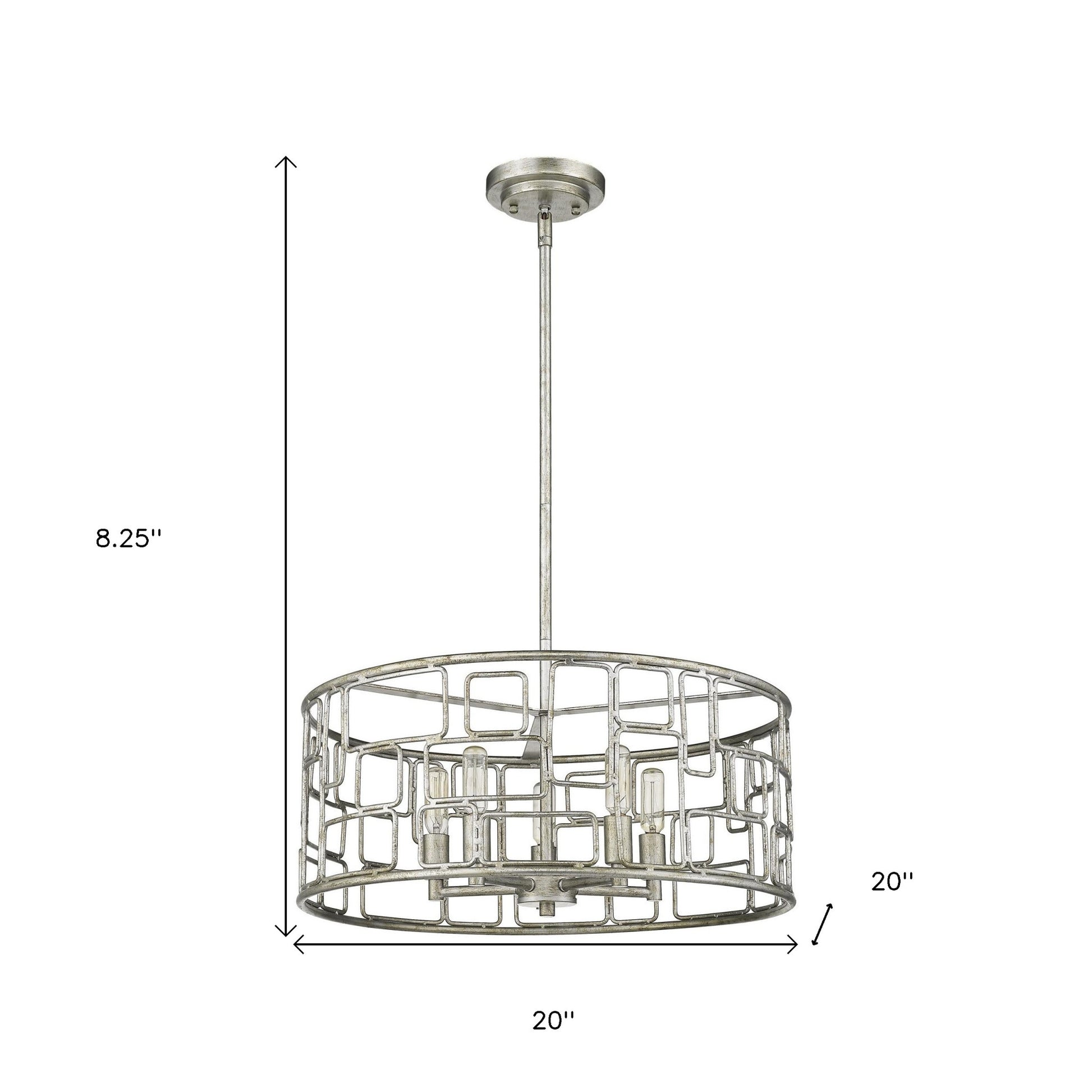 Amoret 5-Light Antique Silver Convertible Pendant-Pendants-Hanging Lights-DECOROLALA