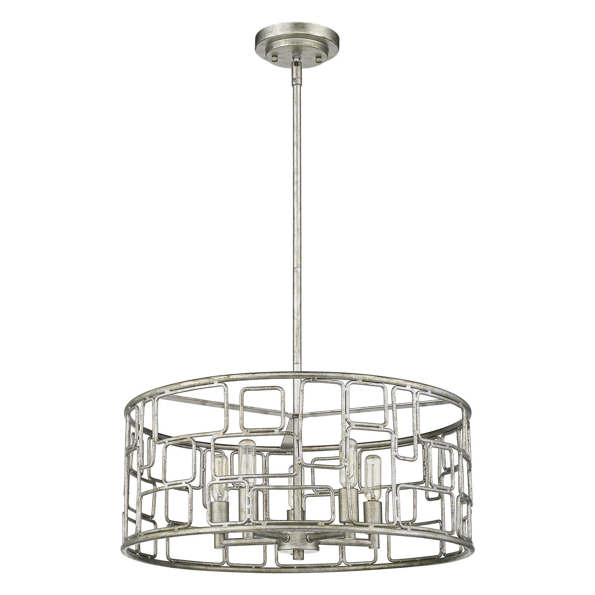 Amoret 5-Light Antique Silver Convertible Pendant-Pendants-Hanging Lights-DECOROLALA