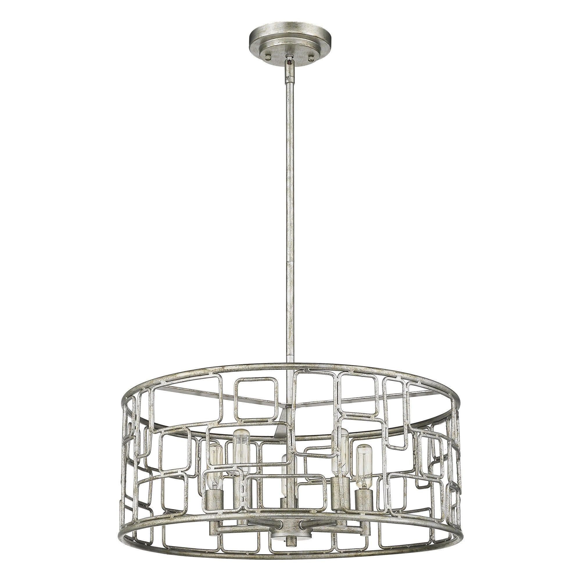 Amoret 5-Light Antique Silver Convertible Pendant-Pendants-Hanging Lights-DECOROLALA