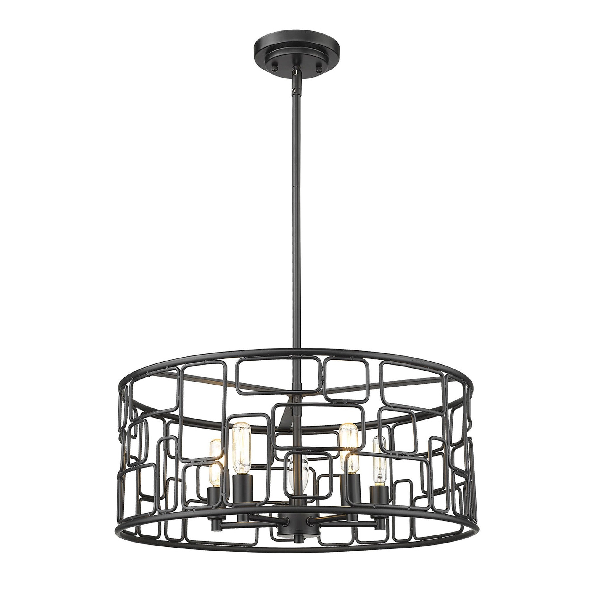Amoret 5-Light Matte Black Convertible Pendant-Pendants-Hanging Lights-DECOROLALA