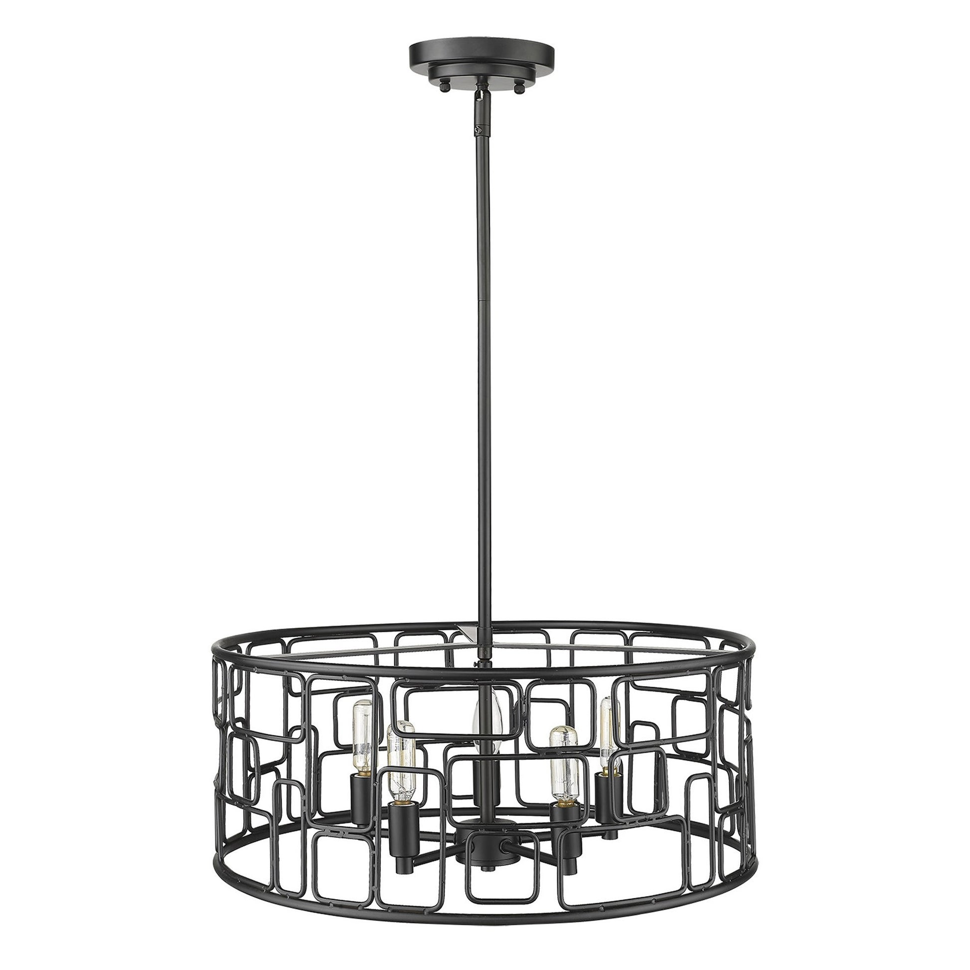 Amoret 5-Light Matte Black Convertible Pendant-Pendants-Hanging Lights-DECOROLALA