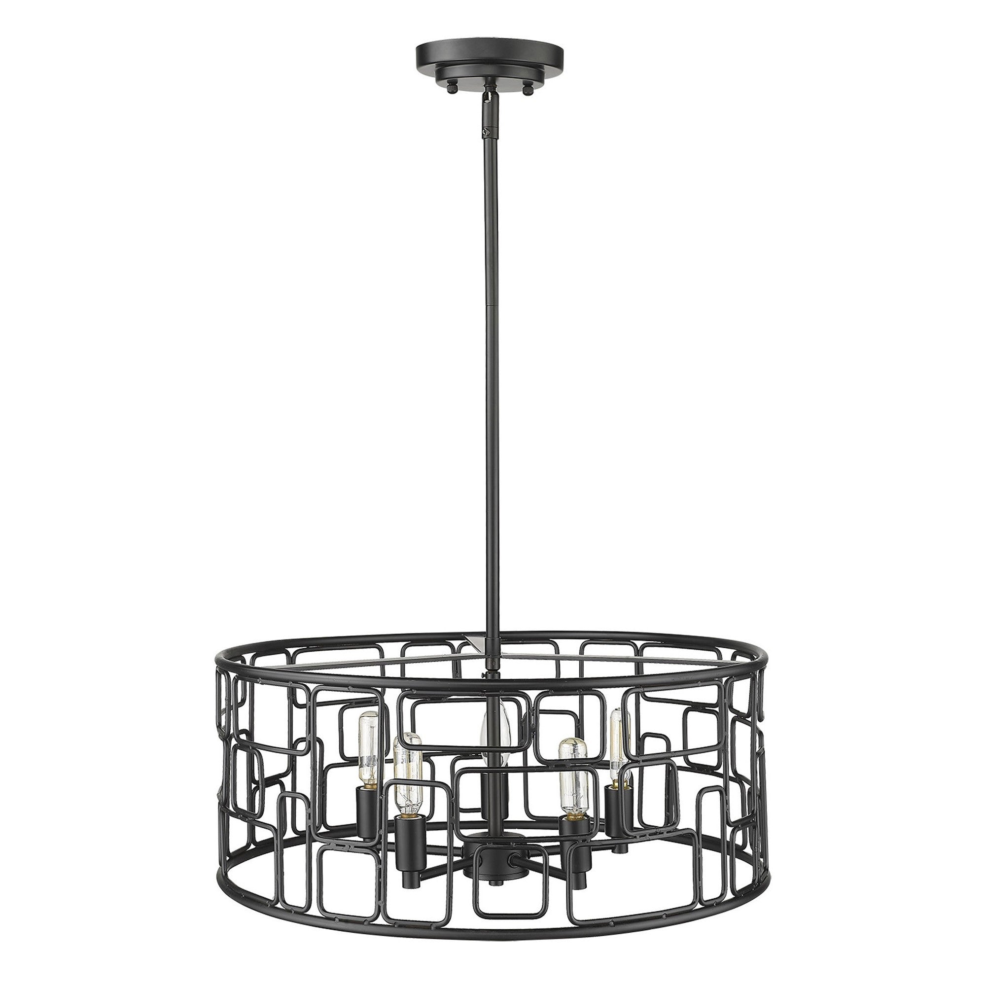 Amoret 5-Light Matte Black Convertible Pendant-Pendants-Hanging Lights-DECOROLALA