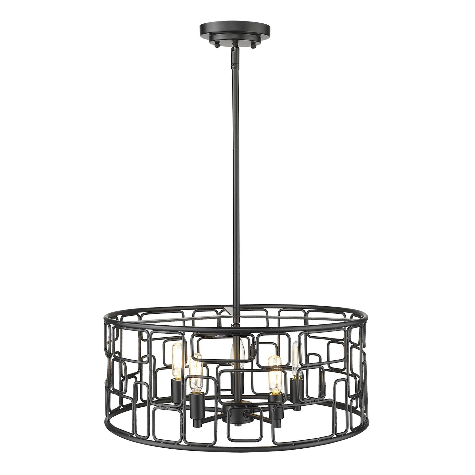 Amoret 5-Light Matte Black Convertible Pendant-Pendants-Hanging Lights-DECOROLALA
