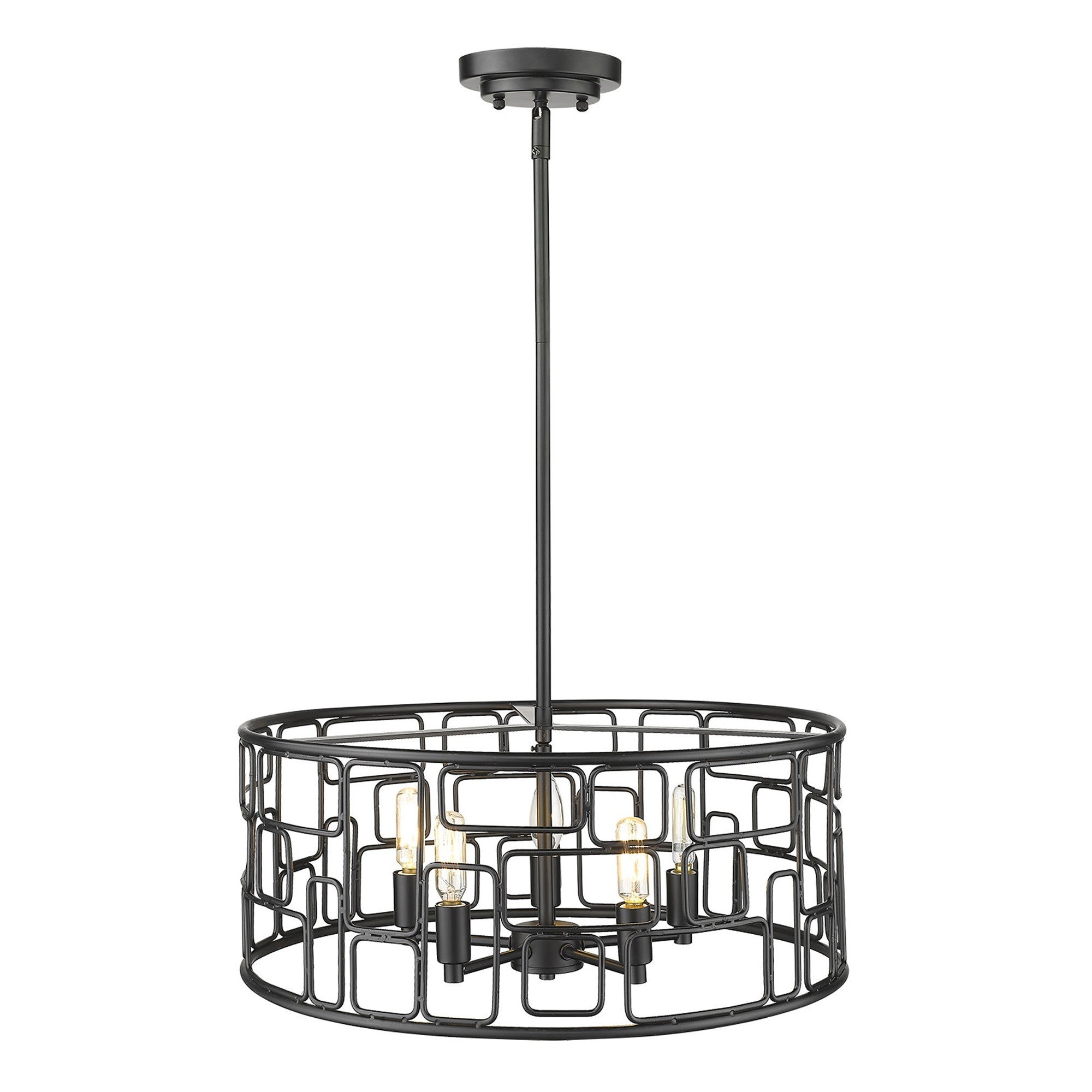 Amoret 5-Light Matte Black Convertible Pendant-Pendants-Hanging Lights-DECOROLALA