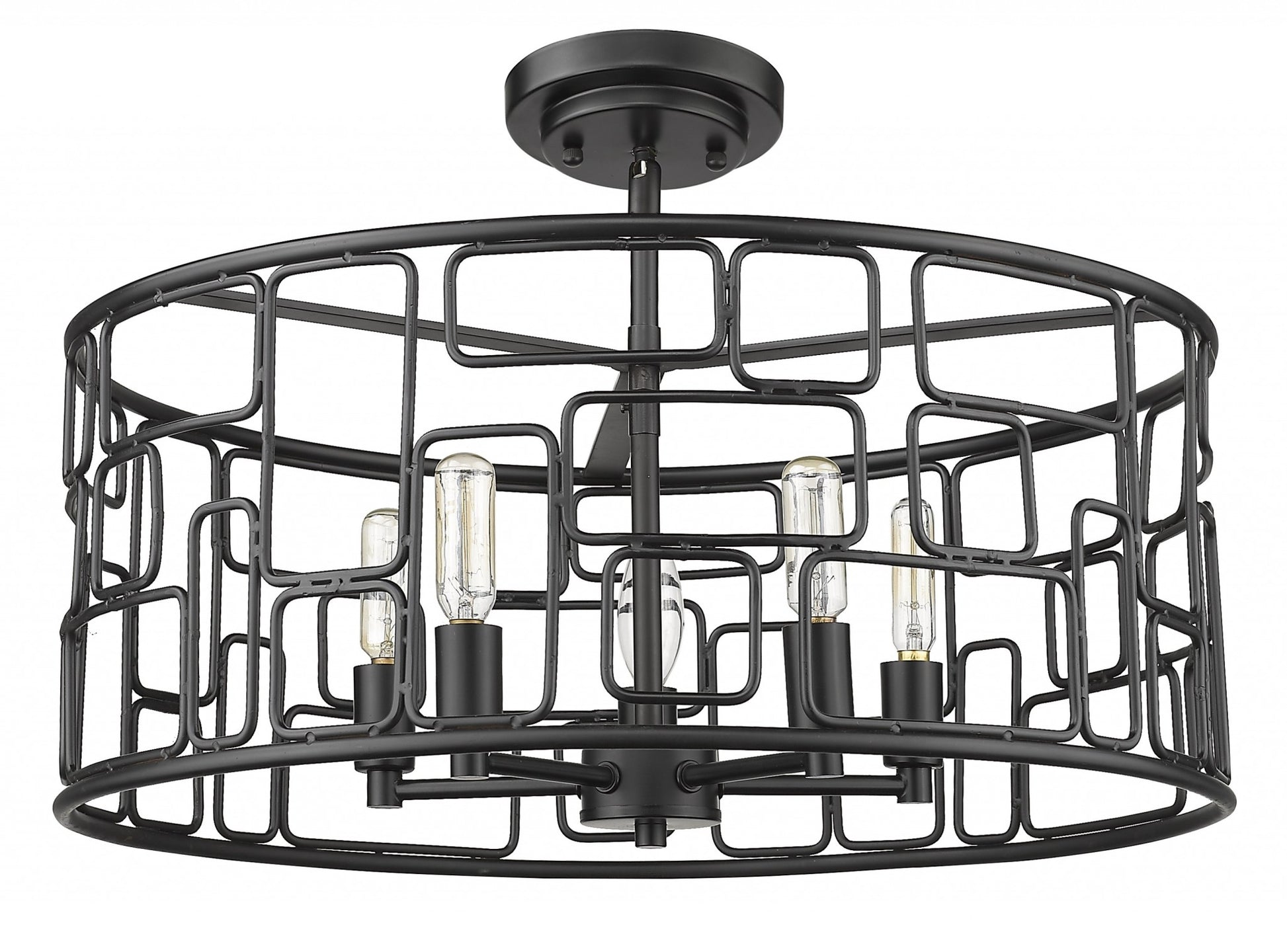 Amoret 5-Light Matte Black Convertible Pendant-Pendants-Hanging Lights-DECOROLALA