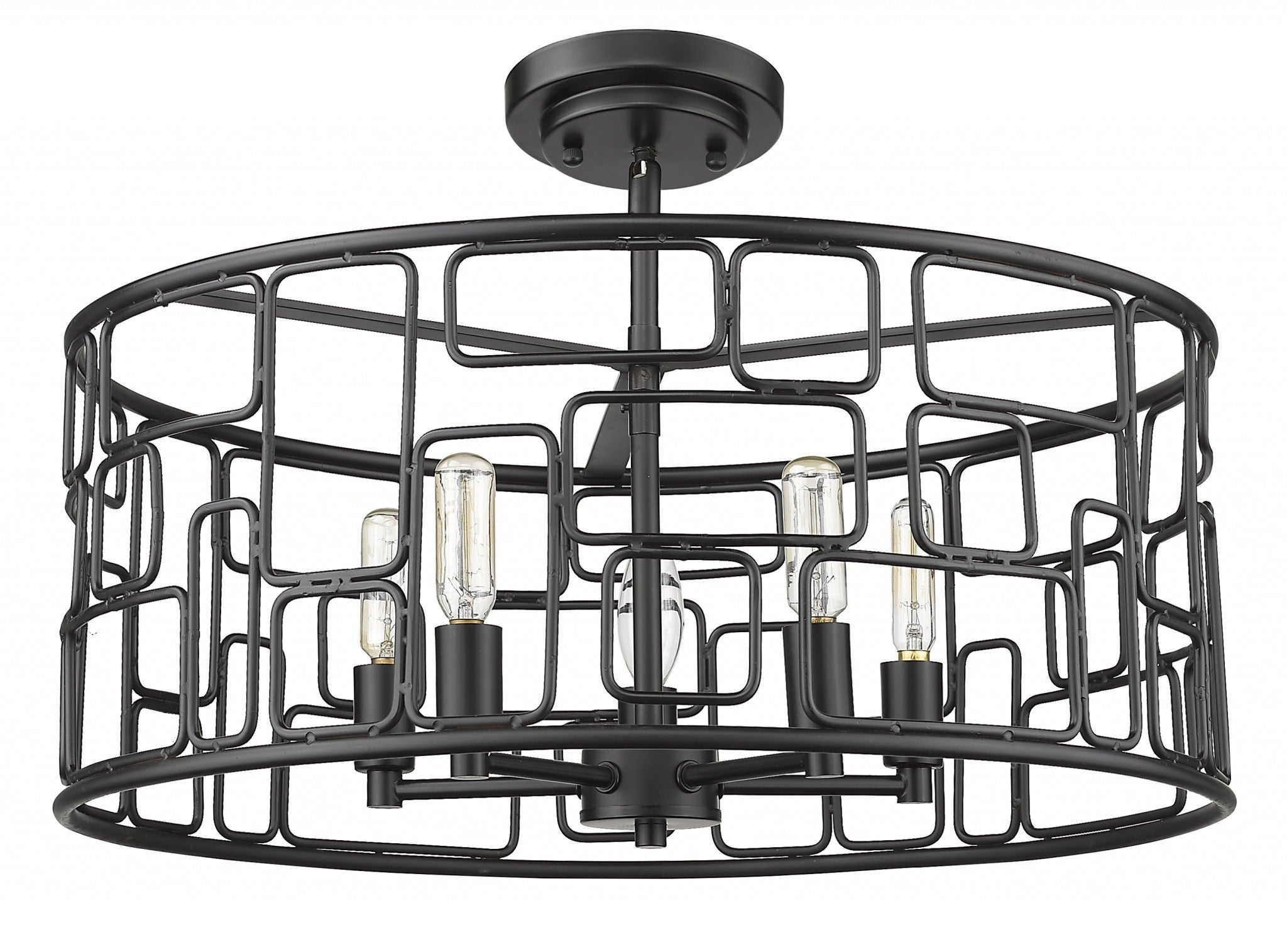 Amoret 5-Light Matte Black Convertible Pendant-Pendants-Hanging Lights-DECOROLALA