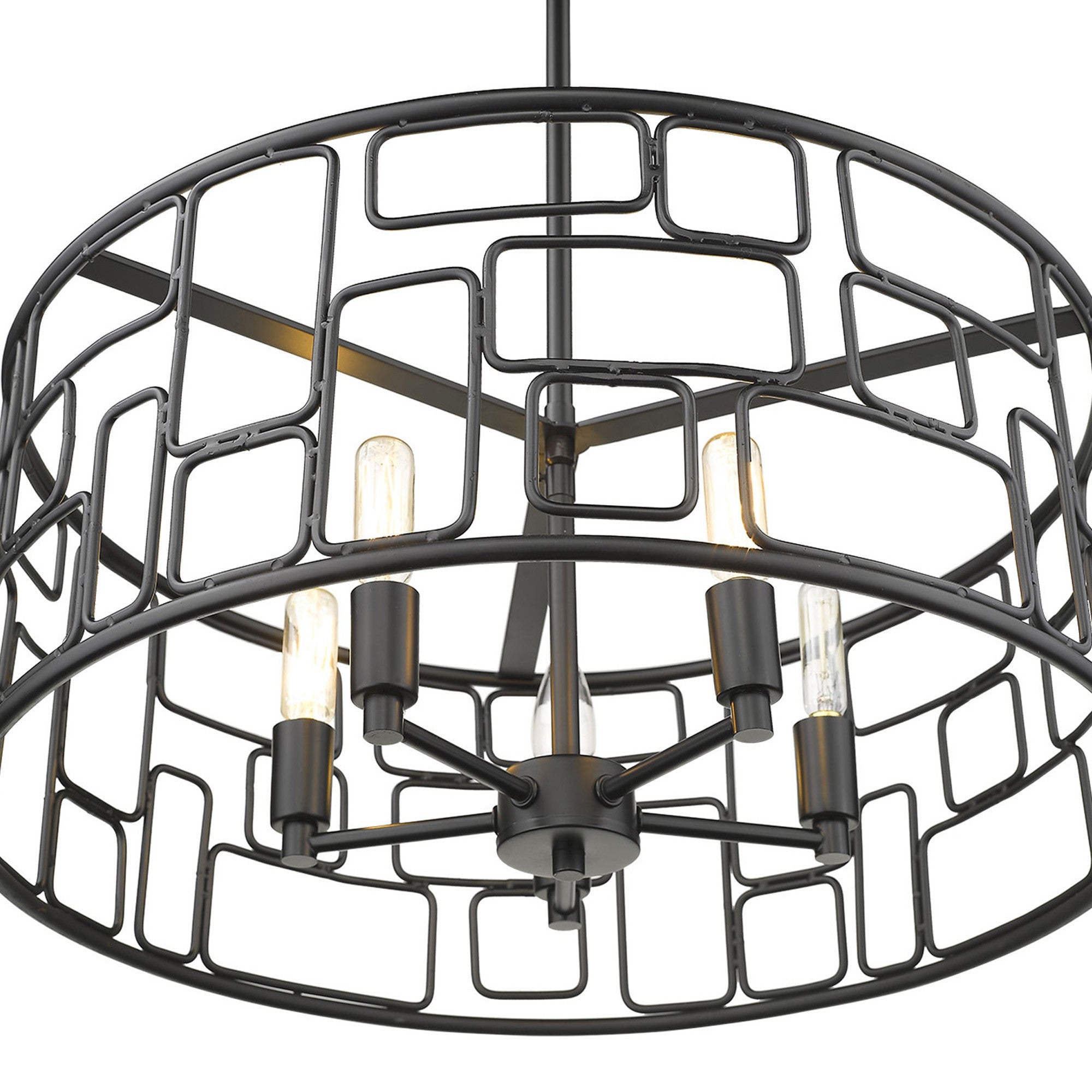 Amoret 5-Light Matte Black Convertible Pendant-Pendants-Hanging Lights-DECOROLALA