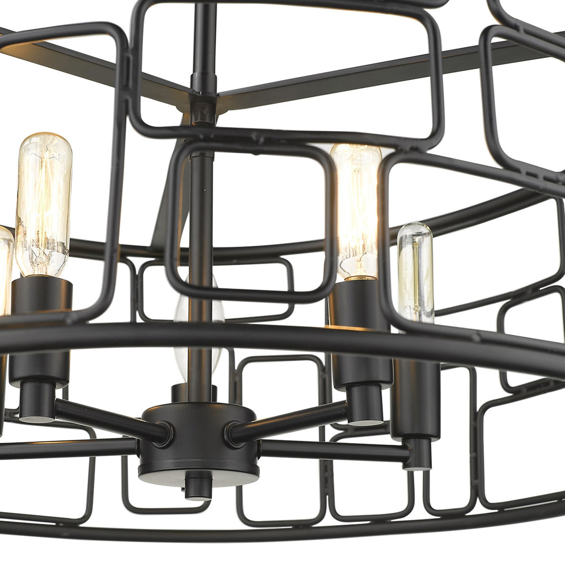 Amoret 5-Light Matte Black Convertible Pendant-Pendants-Hanging Lights-DECOROLALA