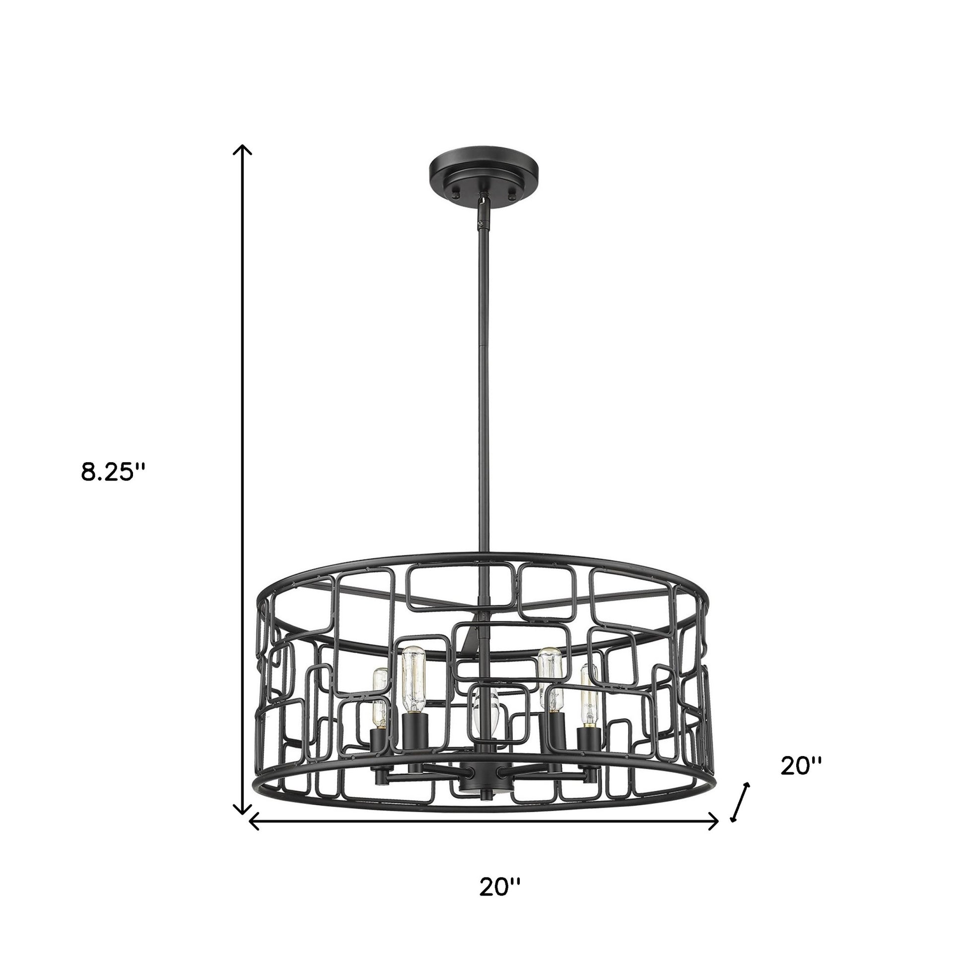 Amoret 5-Light Matte Black Convertible Pendant-Pendants-Hanging Lights-DECOROLALA