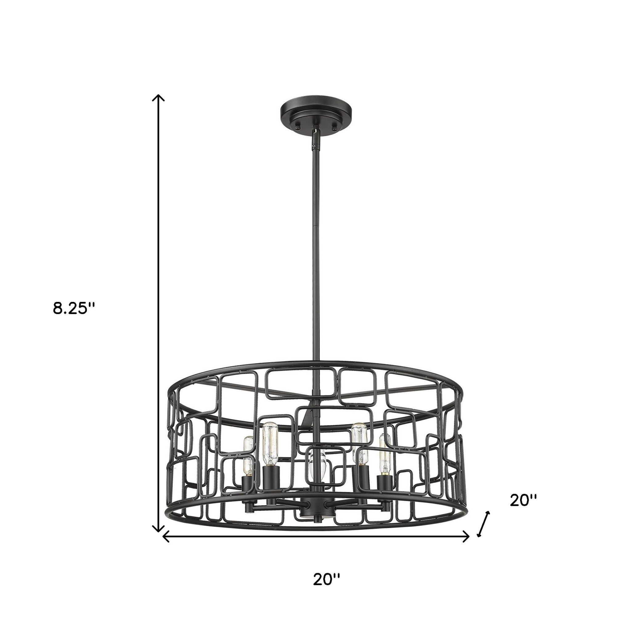 Amoret 5-Light Matte Black Convertible Pendant-Pendants-Hanging Lights-DECOROLALA
