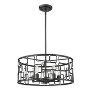 Amoret 5-Light Matte Black Convertible Pendant-Pendants-Hanging Lights-DECOROLALA