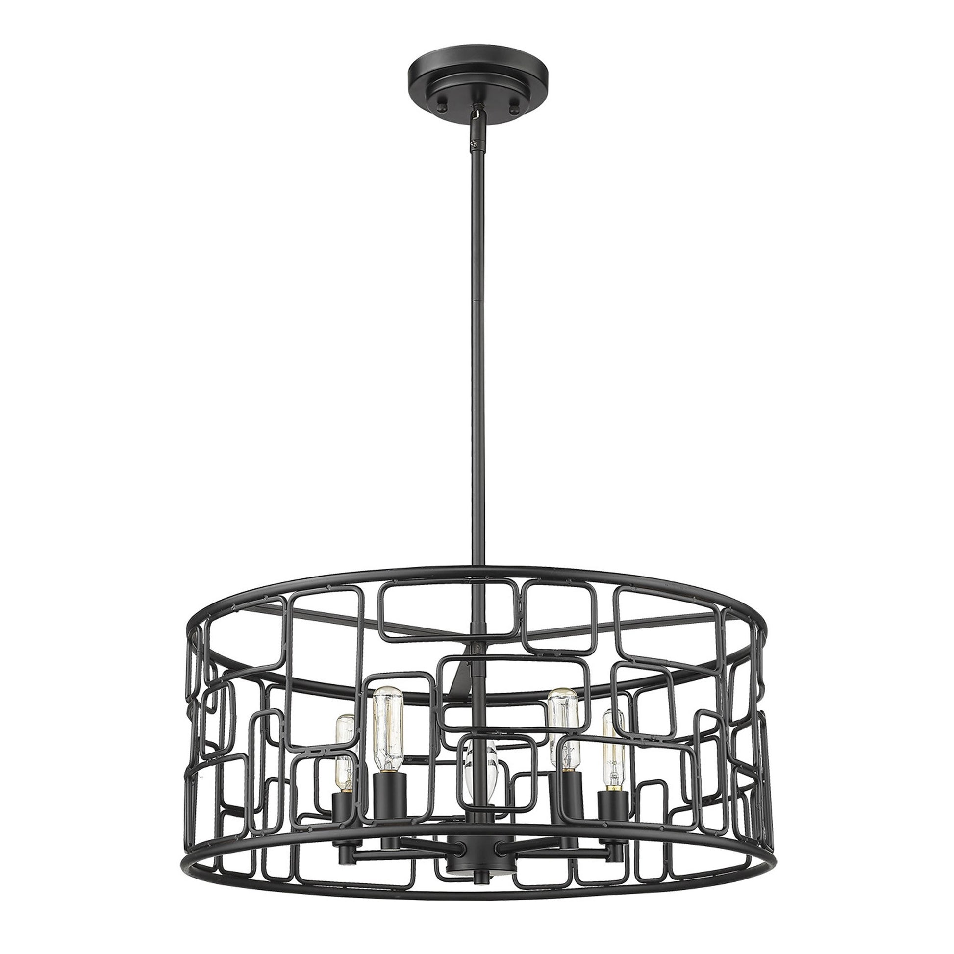 Amoret 5-Light Matte Black Convertible Pendant-Pendants-Hanging Lights-DECOROLALA