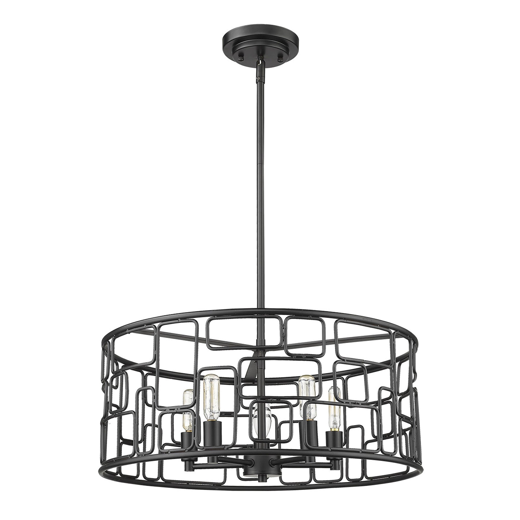 Amoret 5-Light Matte Black Convertible Pendant-Pendants-Hanging Lights-DECOROLALA