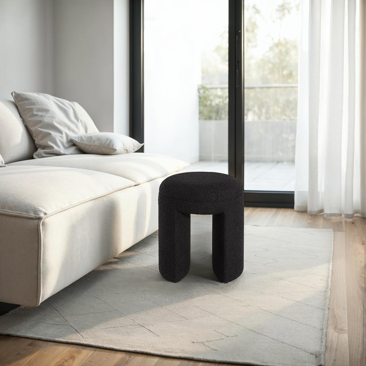 Amrah 16.93" Height Stool, Black-Stools-DECOROLALA