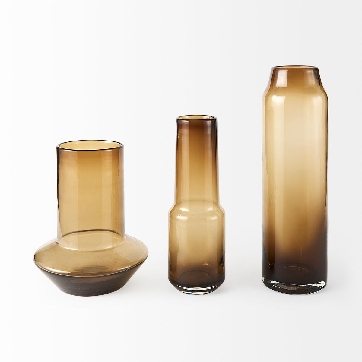 Amrita 4.8L x 4.8W x 16.0H Golden Brown Glass Vase-Vase-DECOROLALA
