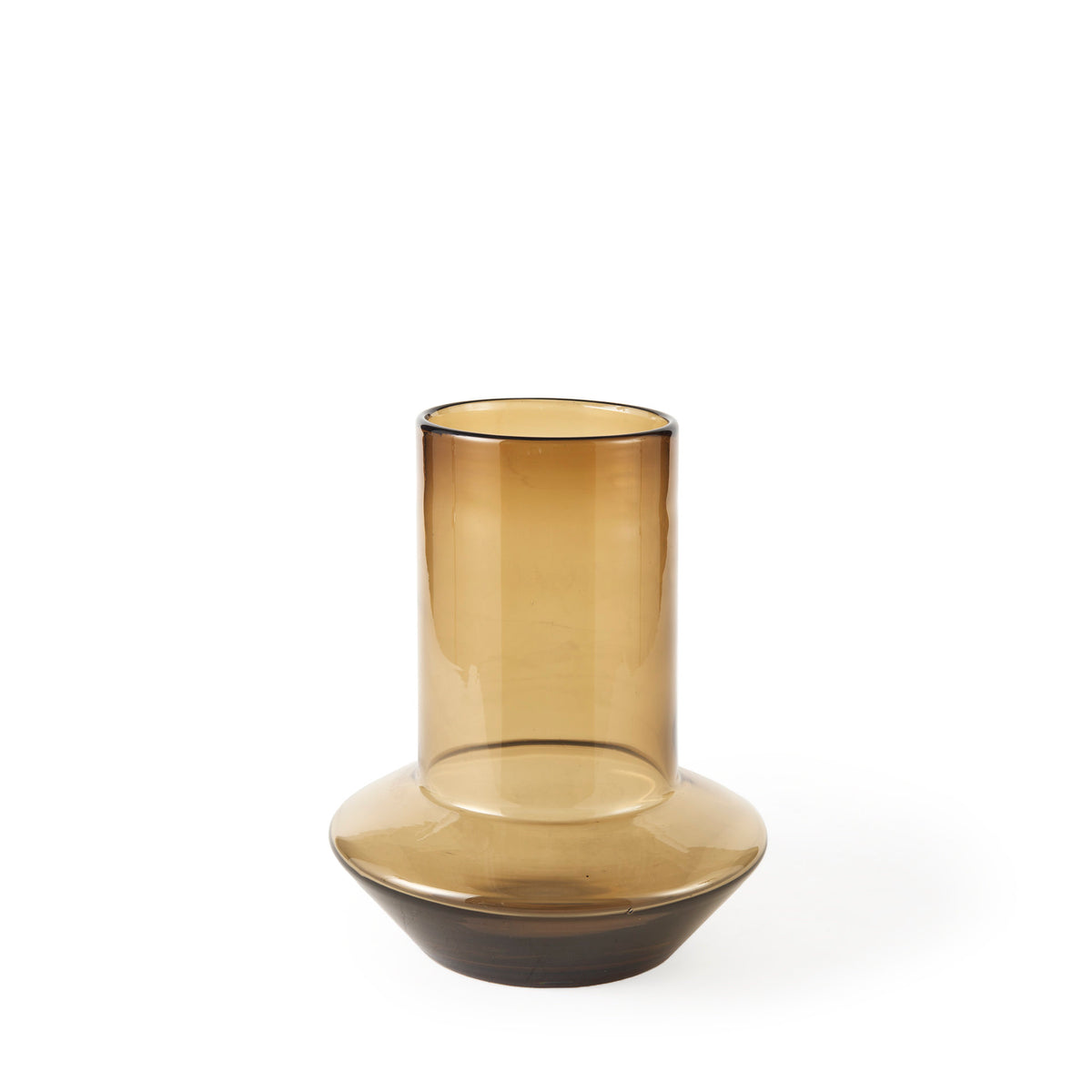 Amrita 8.3L x 8.3W x 9.7H Golden Brown Glass Vase-Vase-DECOROLALA