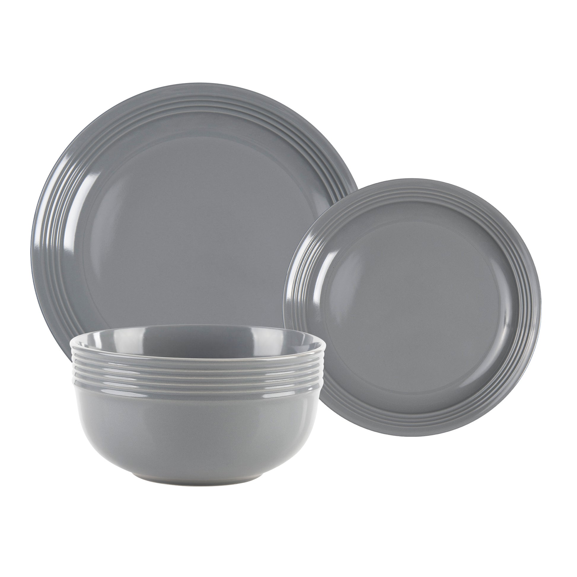 Anaheim 12pc Stoneware Dinnerware Set - Grey-Dinnerware-DECOROLALA